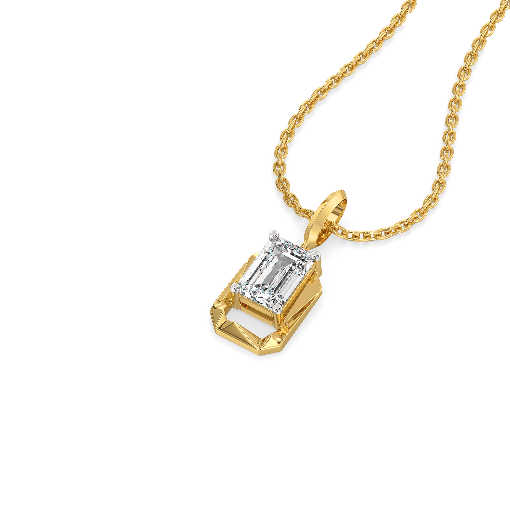 Striking Emerald - Pure Gold Lab Diamond Solitaire Pendant Secondary image