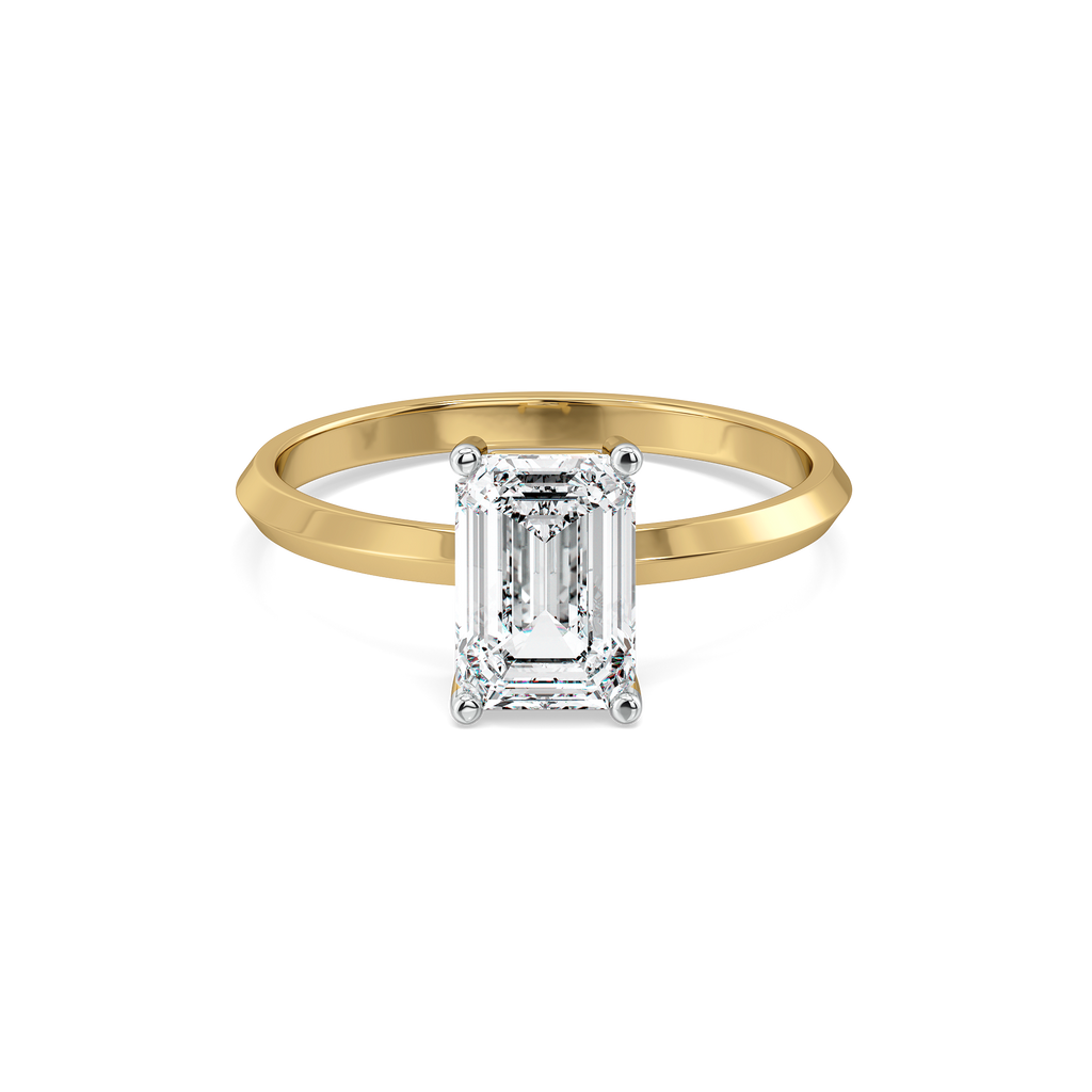 Striking Emerald - Pure Gold Lab Diamond Solitaire Ring