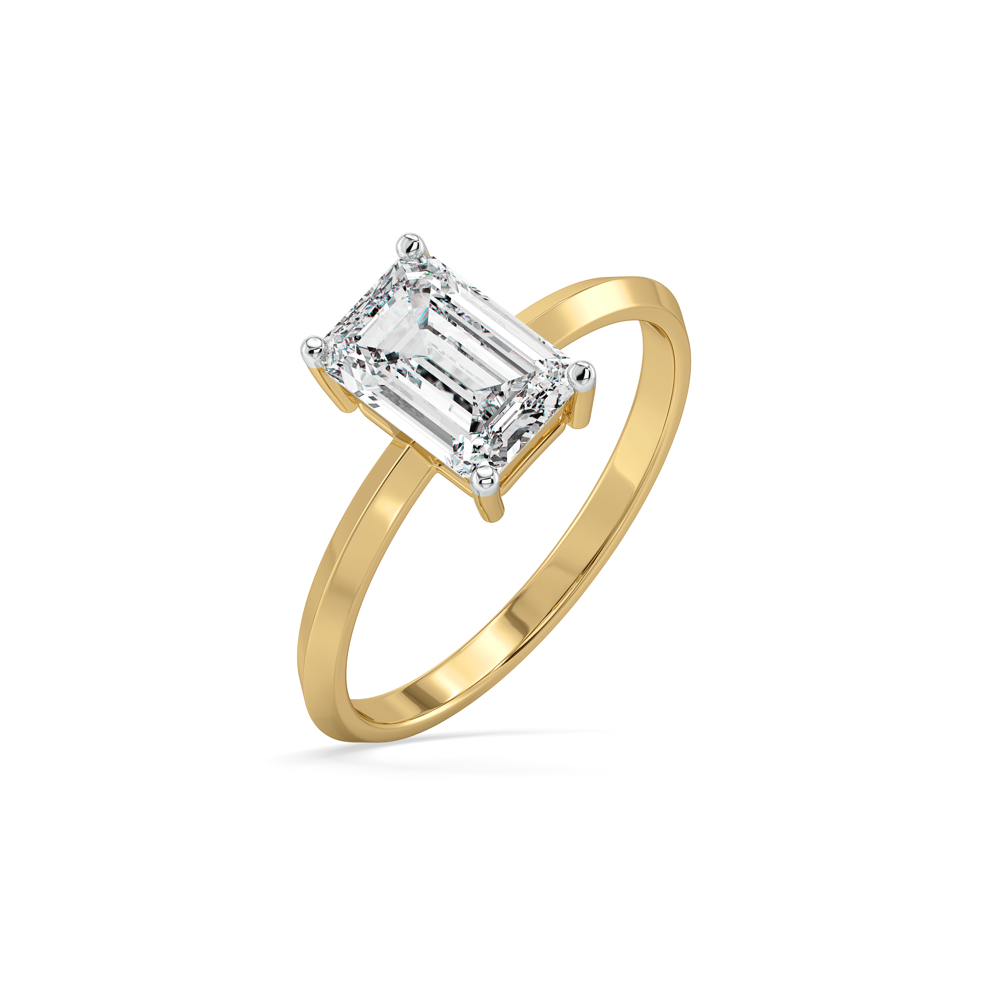 Striking Emerald - Pure Gold Lab Diamond Solitaire Ring Main image