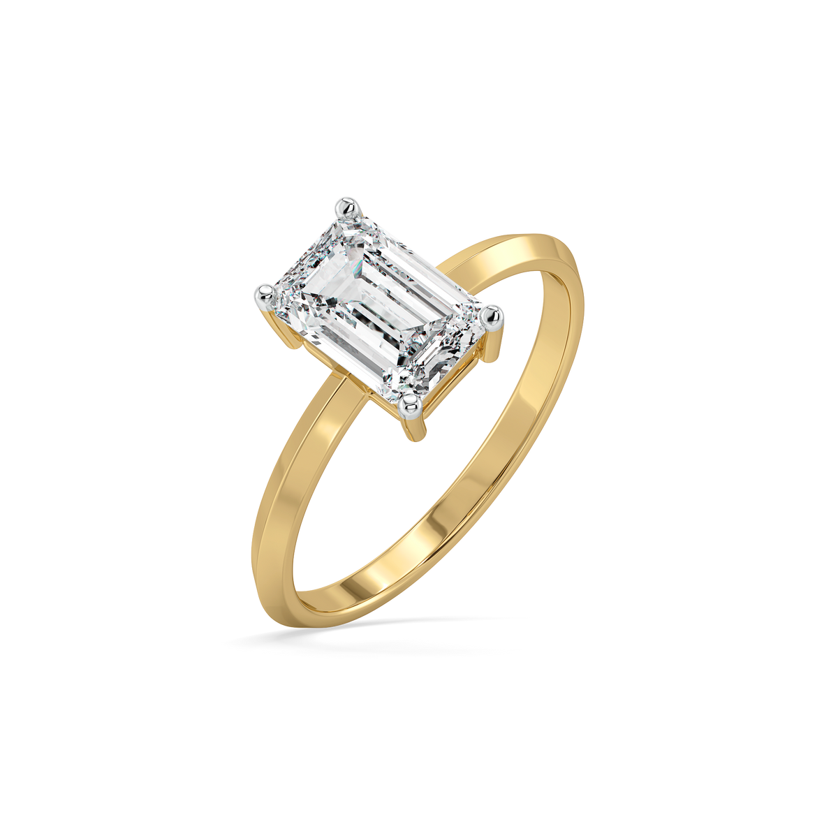 Striking Emerald - Pure Gold Lab Diamond Solitaire Ring