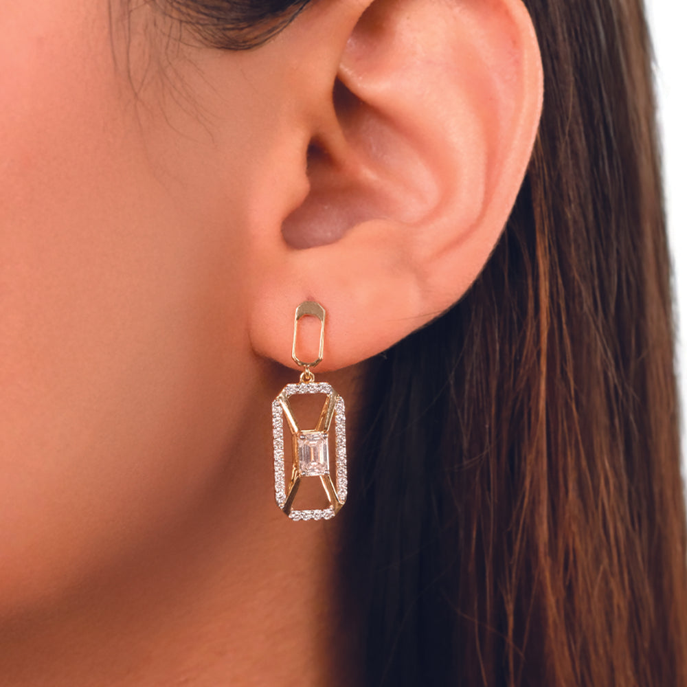 Emerald Edge Drops - Pure Gold Lab Diamond Solitaire Earrings