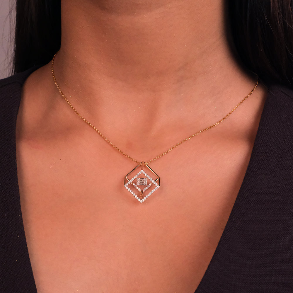 Emerald Edge - Pure Gold Lab Diamond Solitaire Pendant Secondary image