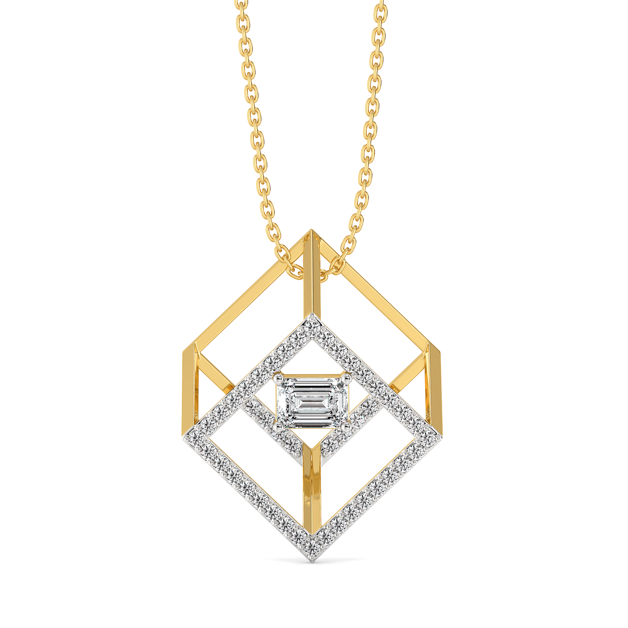Emerald Edge - Pure Gold Lab Diamond Solitaire Pendant Main image