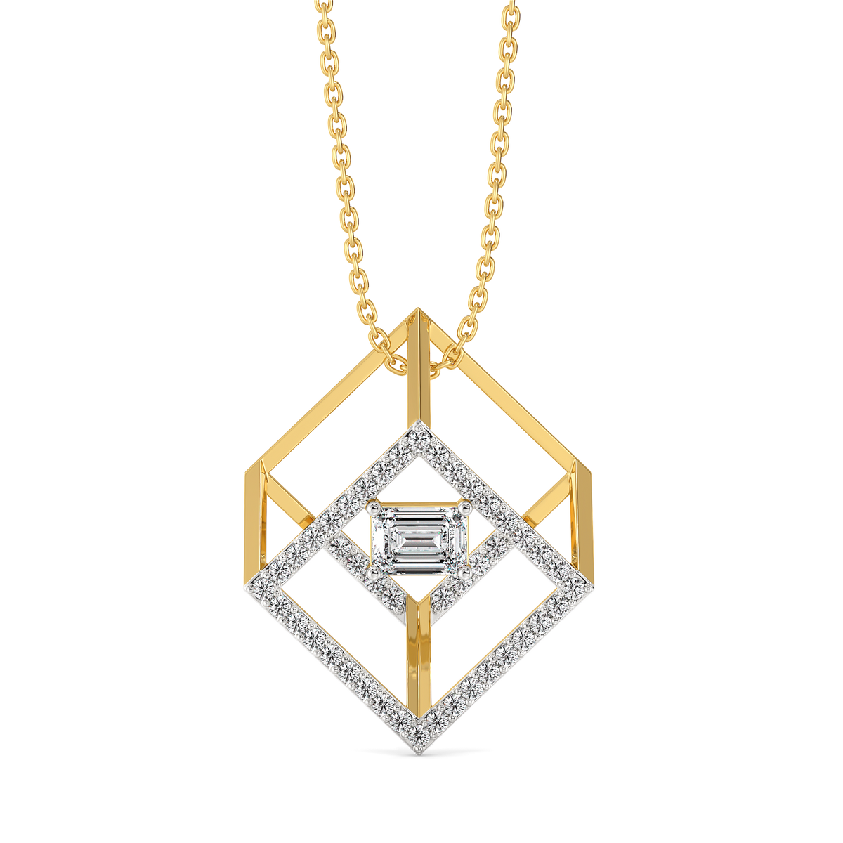 Emerald Edge - Pure Gold Lab Diamond Solitaire Pendant