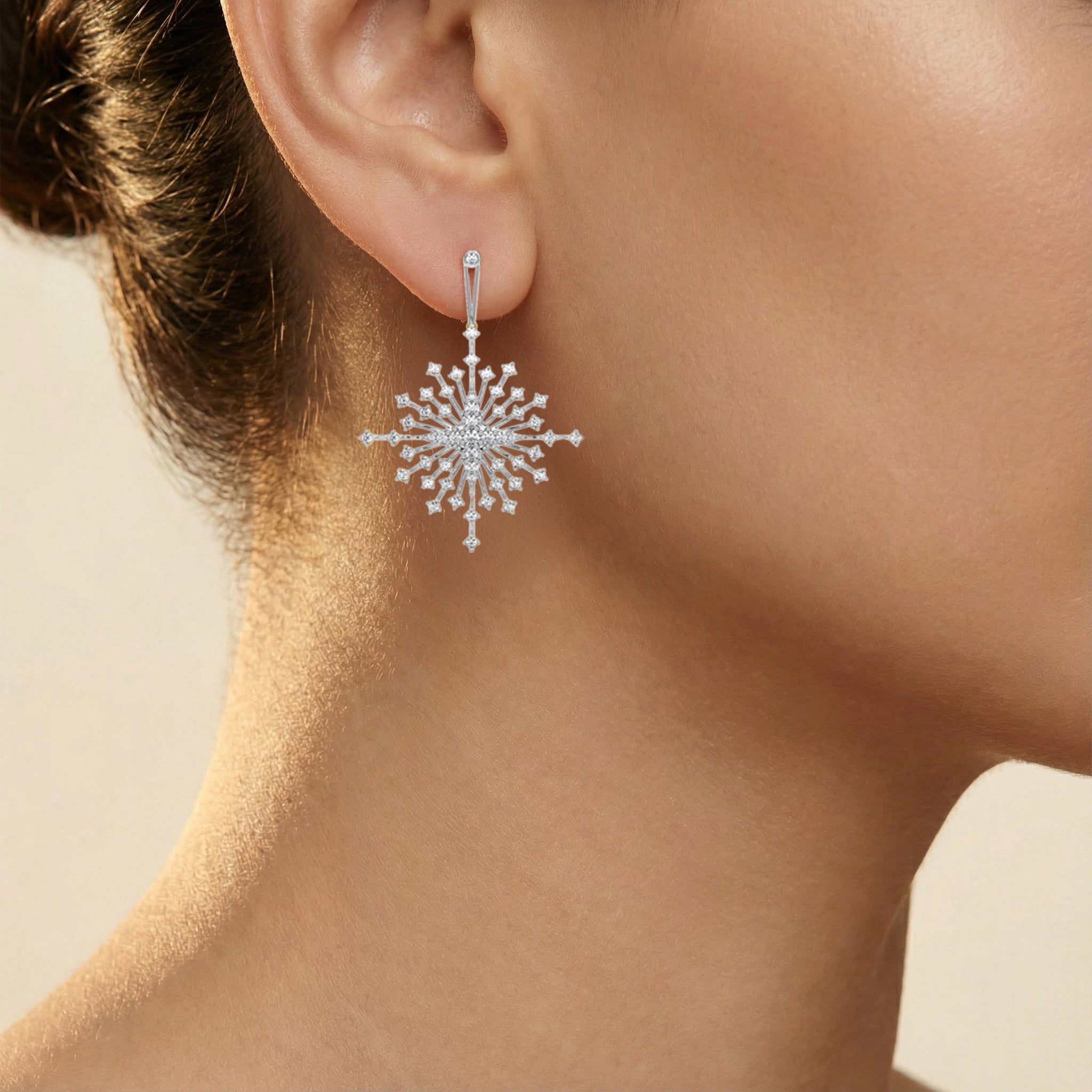 Afterlight Bloom - Pure Gold Lab Diamond Drop Earrings Secondary image