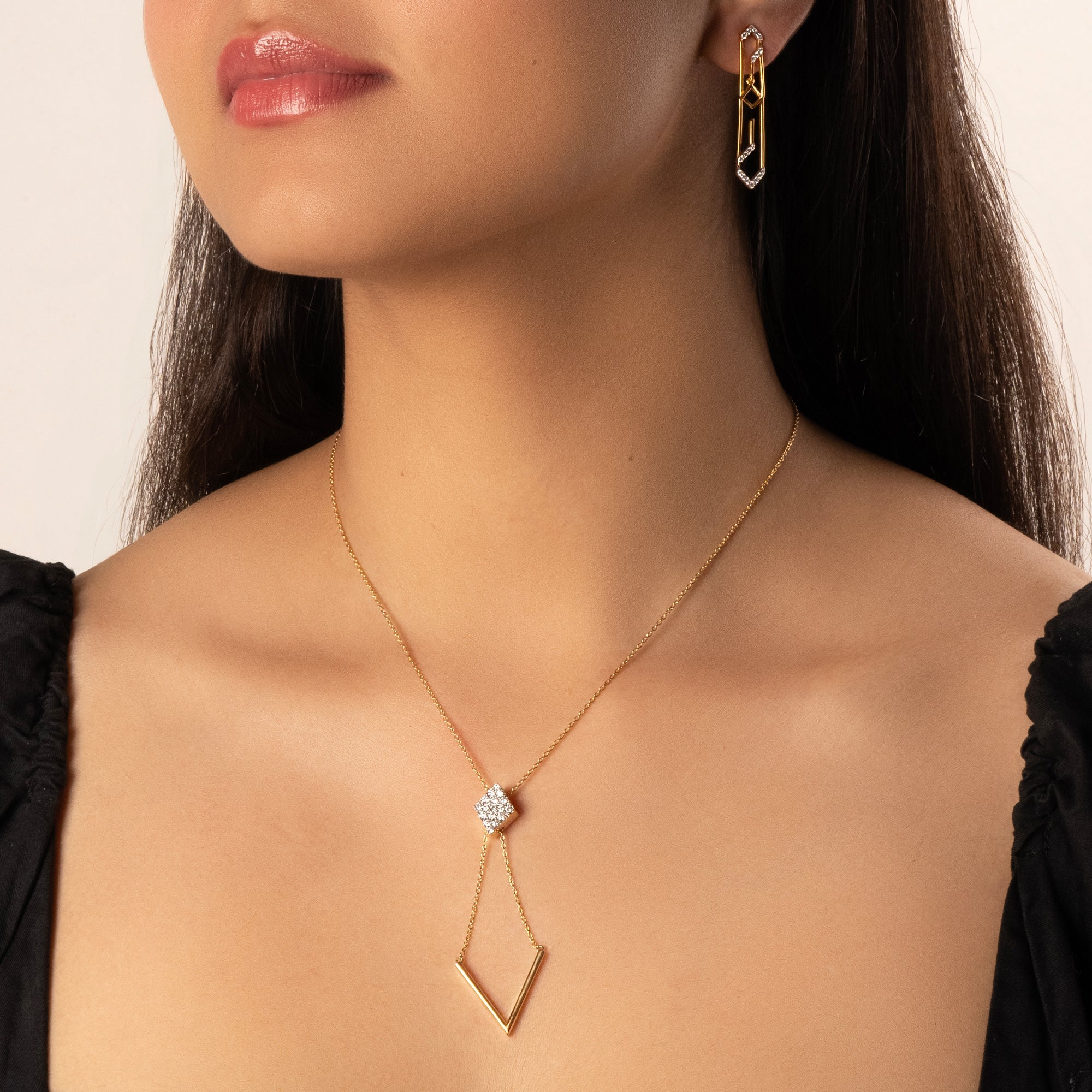 Diamond Arc - Lab Diamond Lariat Necklace Secondary image