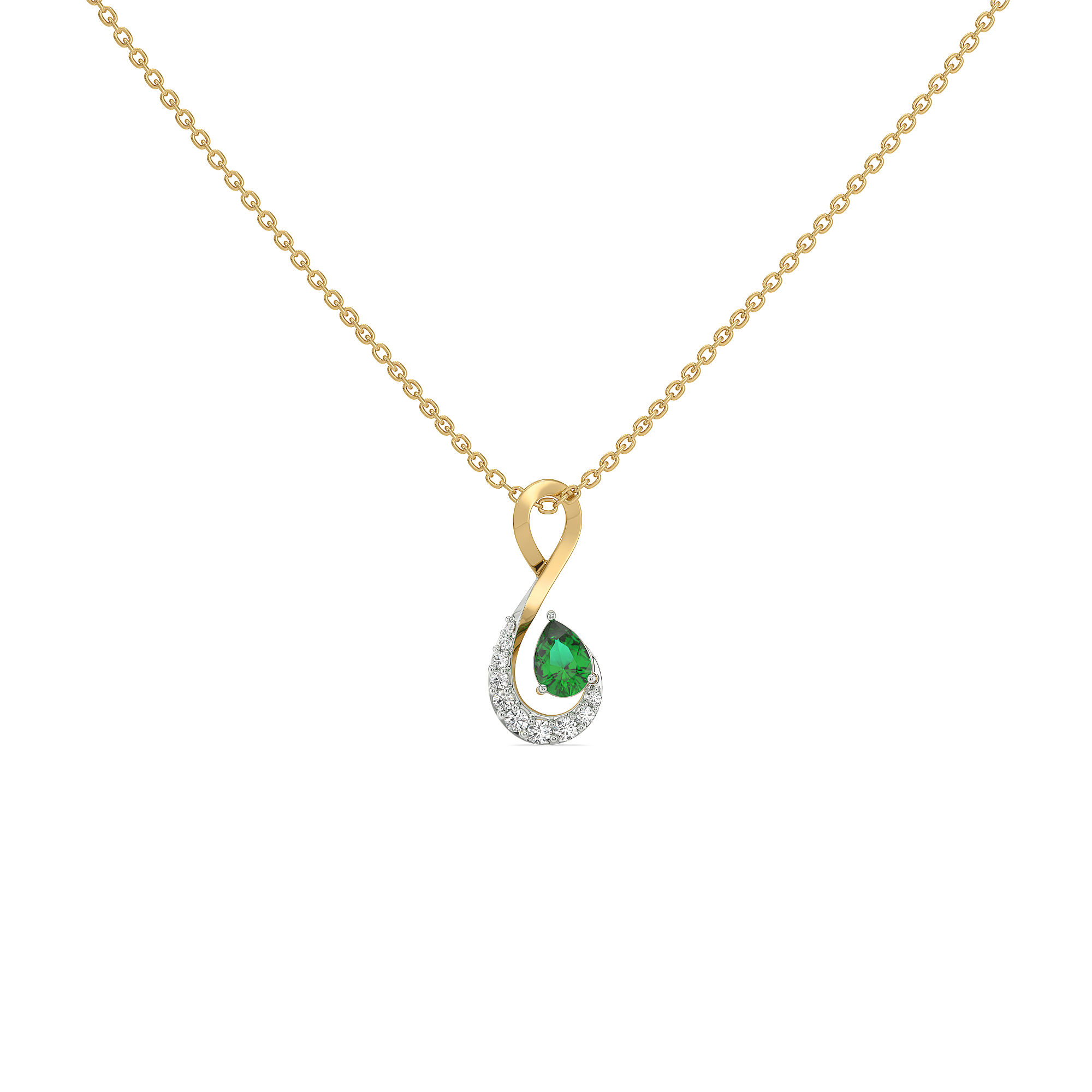 Melody of Emeralds - Lab Diamond Pendant Necklace Main image
