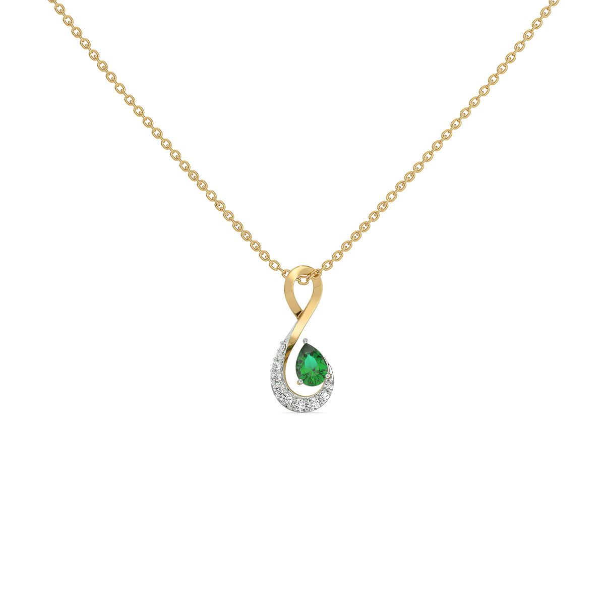 Melody of Emeralds - Lab Diamond Pendant Necklace