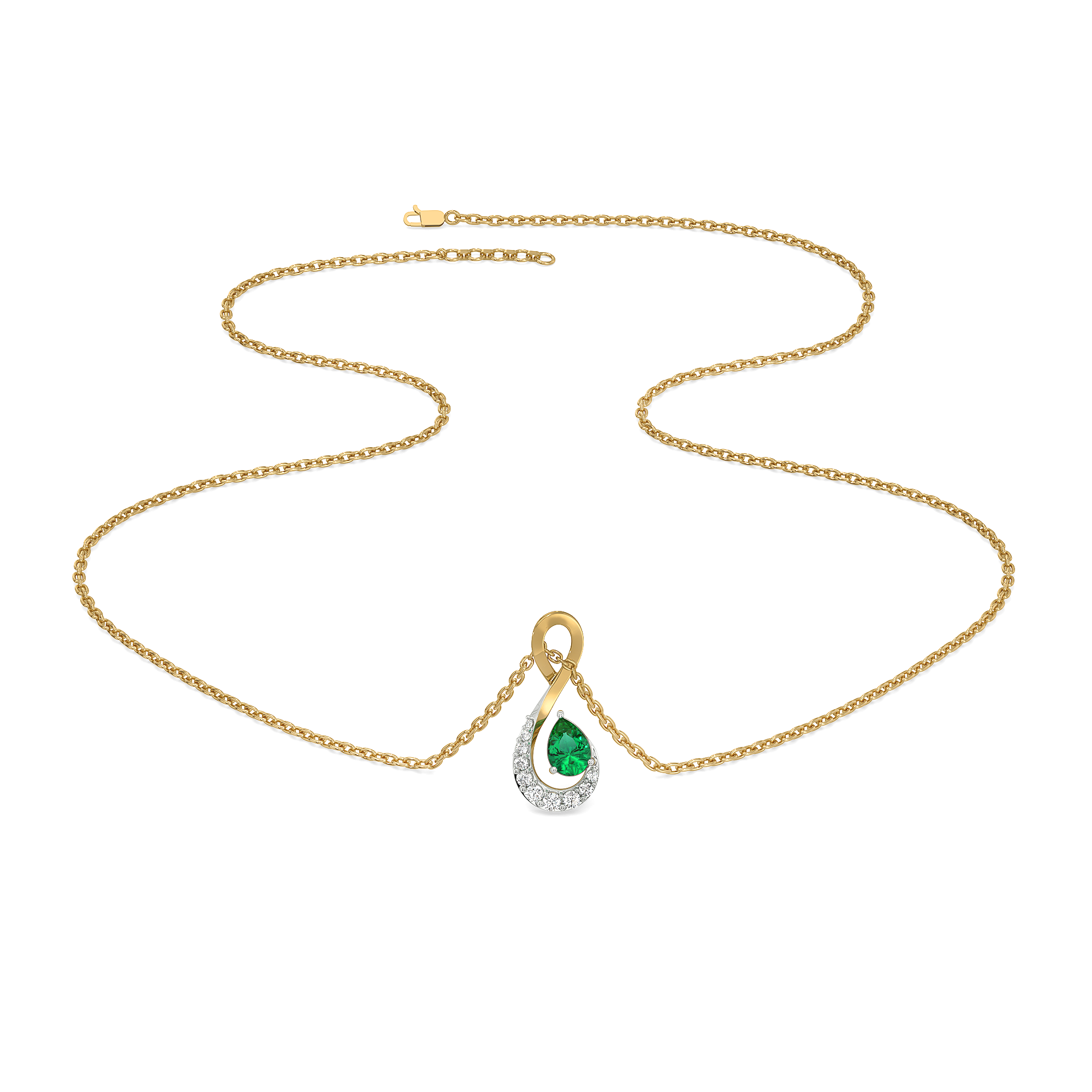 Melody of Emeralds - Lab Diamond Pendant Necklace Secondary image