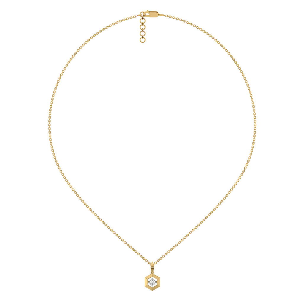 Hexa Solitaire - Lab Diamond Pendant Necklace