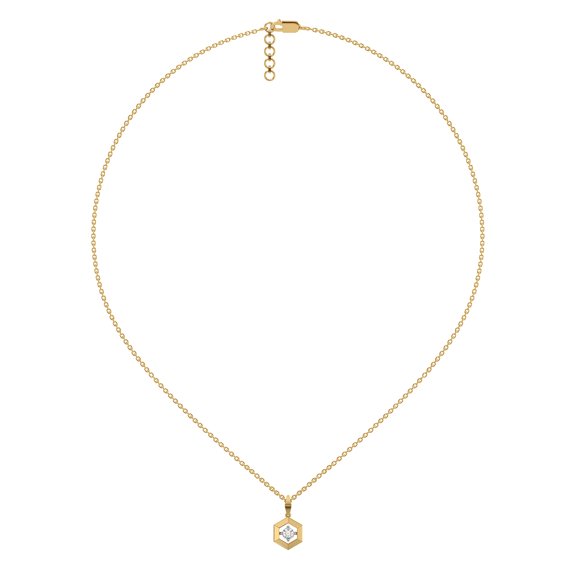 Hexa Solitaire - Lab Diamond Pendant Necklace