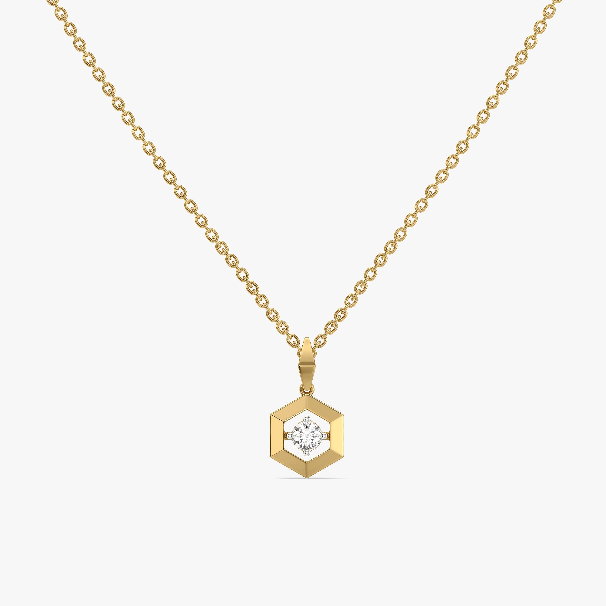 Hexa Solitaire - Lab Diamond Pendant Necklace