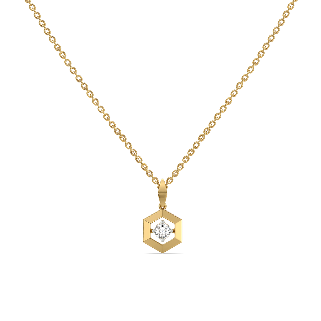 Hexa Solitaire - Lab Diamond Pendant Necklace