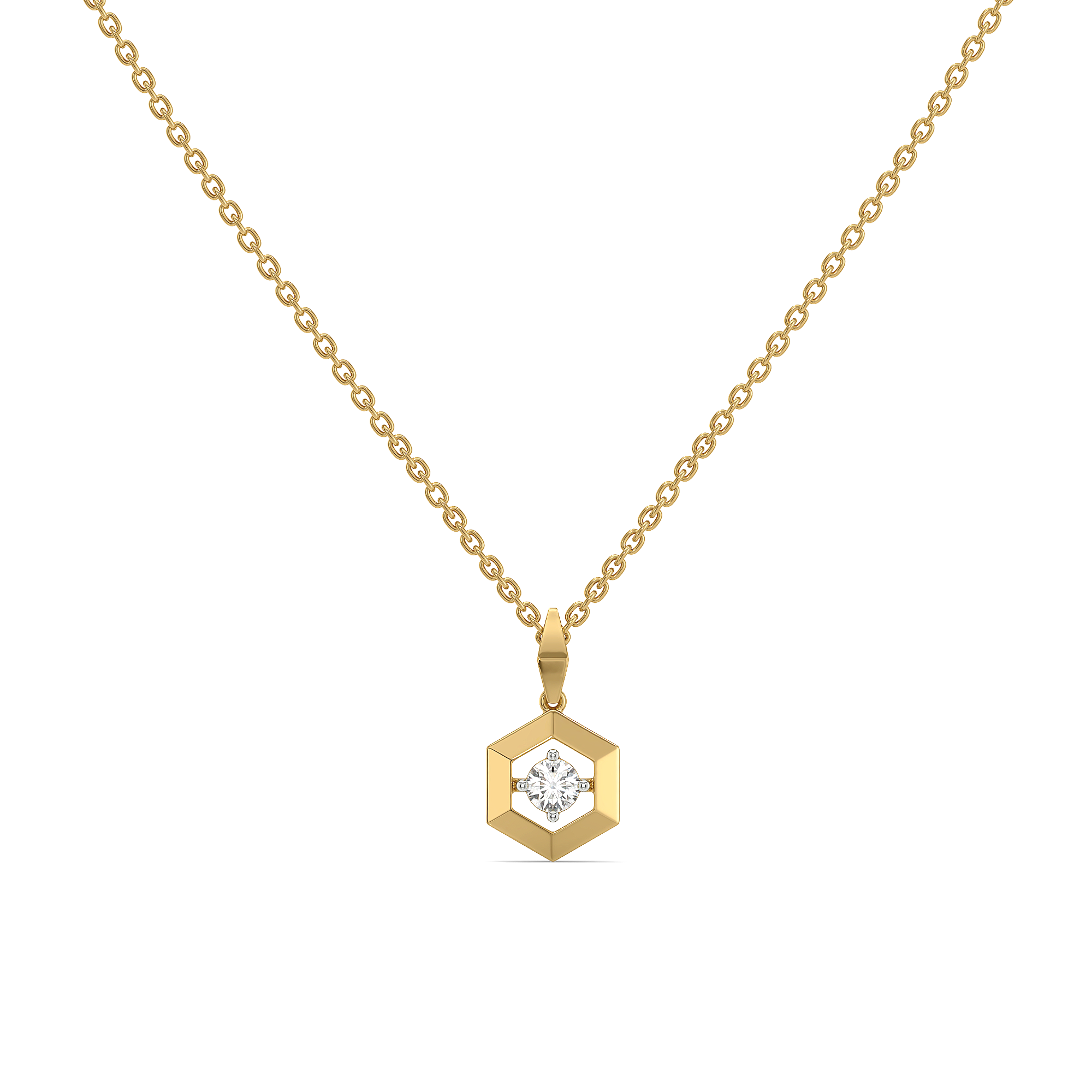 Hexa Solitaire - Lab Diamond Pendant Necklace