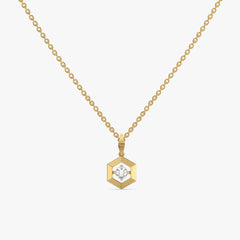 Hexa Solitaire - Lab Diamond Pendant Necklace