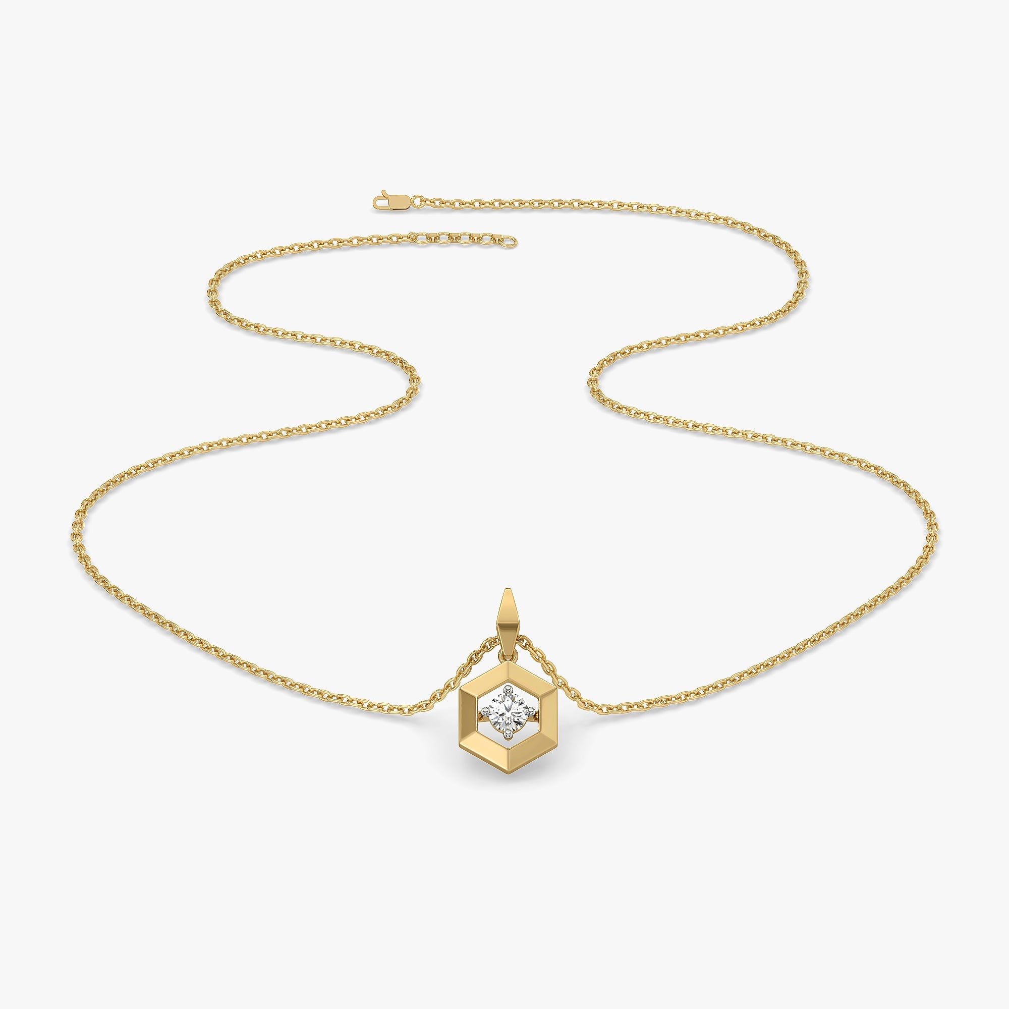 Hexa Solitaire - Lab Diamond Pendant Necklace