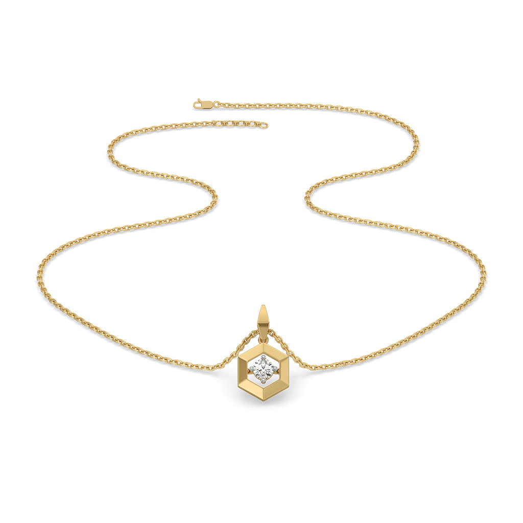 Hexa Solitaire - Lab Diamond Pendant Necklace