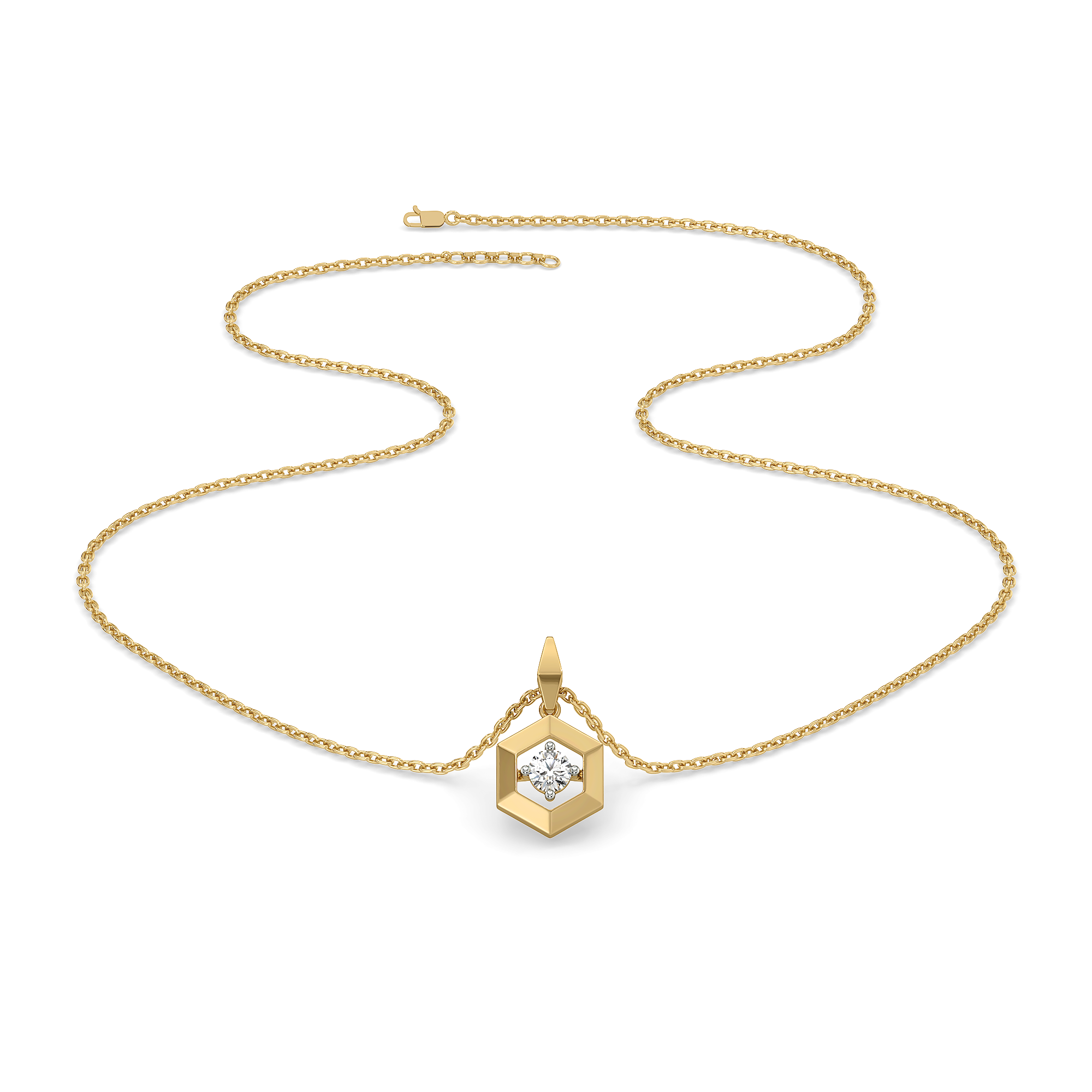 Hexa Solitaire - Lab Diamond Pendant Necklace