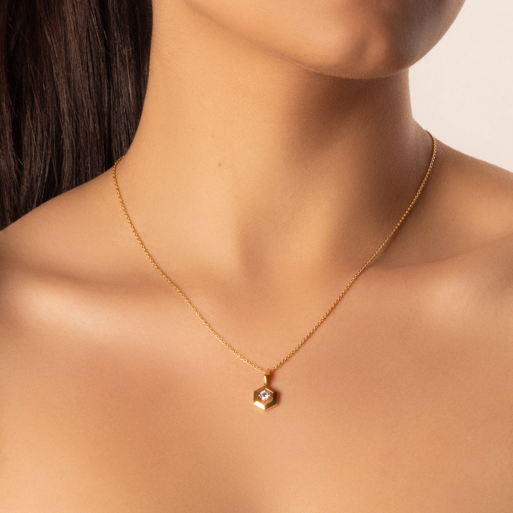 Hexa Solitaire - Lab Diamond Pendant Necklace