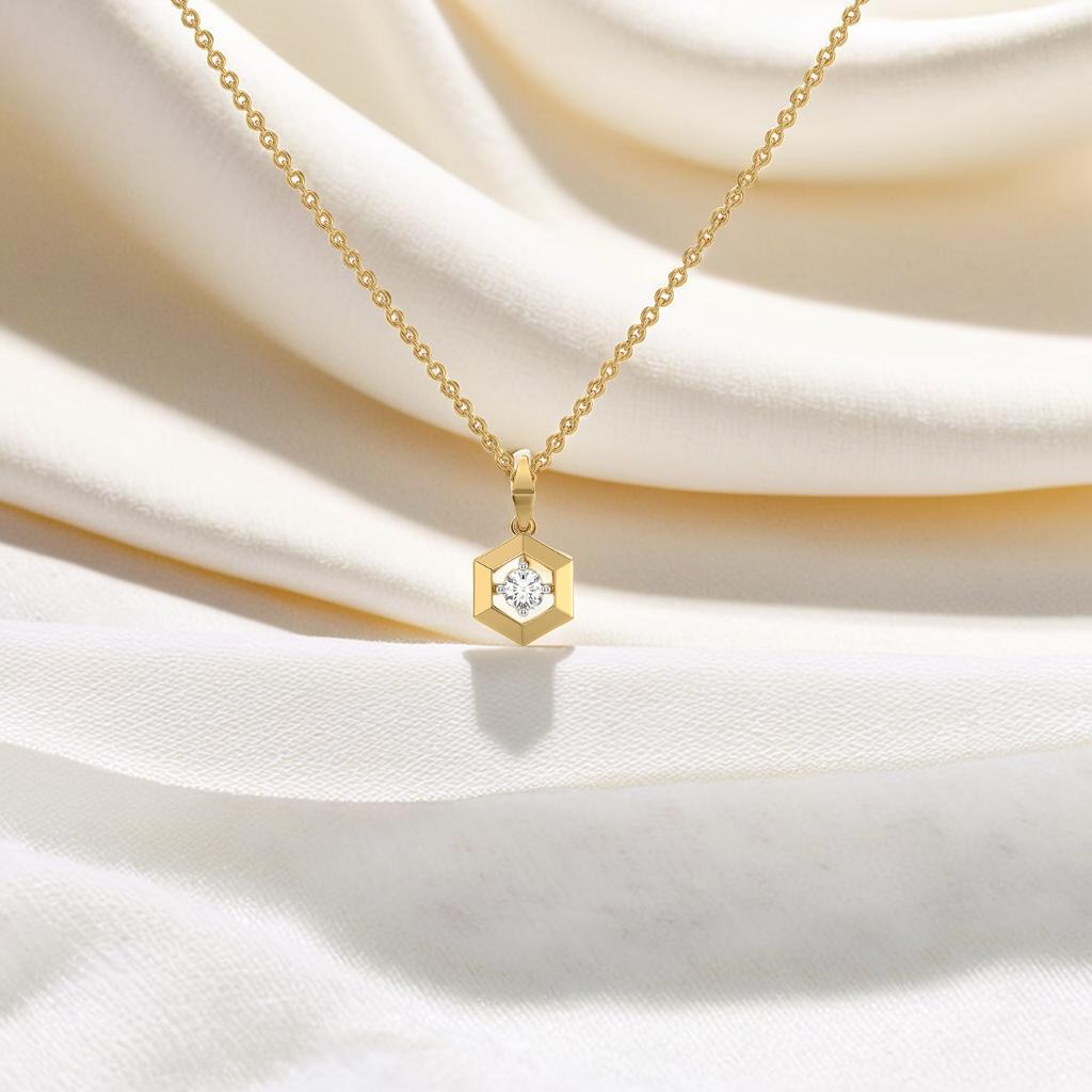 Hexa Solitaire - Lab Diamond Pendant Necklace Main image
