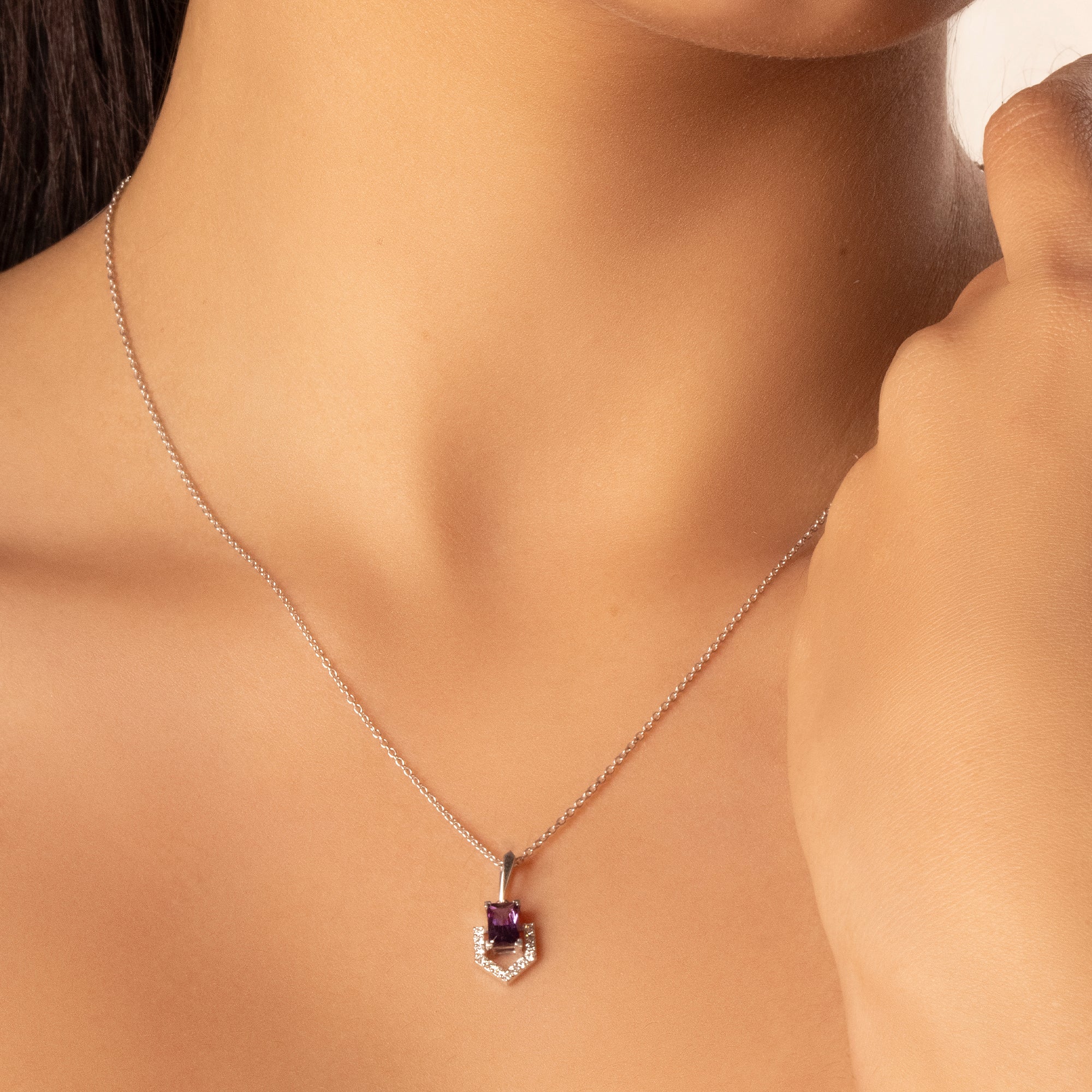 Regal Amethyst - Lab Diamond  Pendant Necklace Secondary image