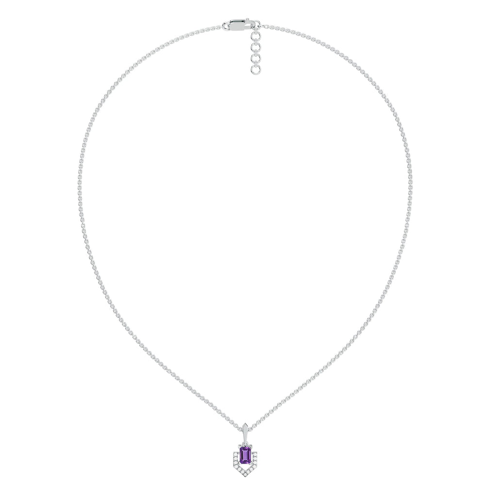 Regal Amethyst - Lab Diamond  Pendant Necklace