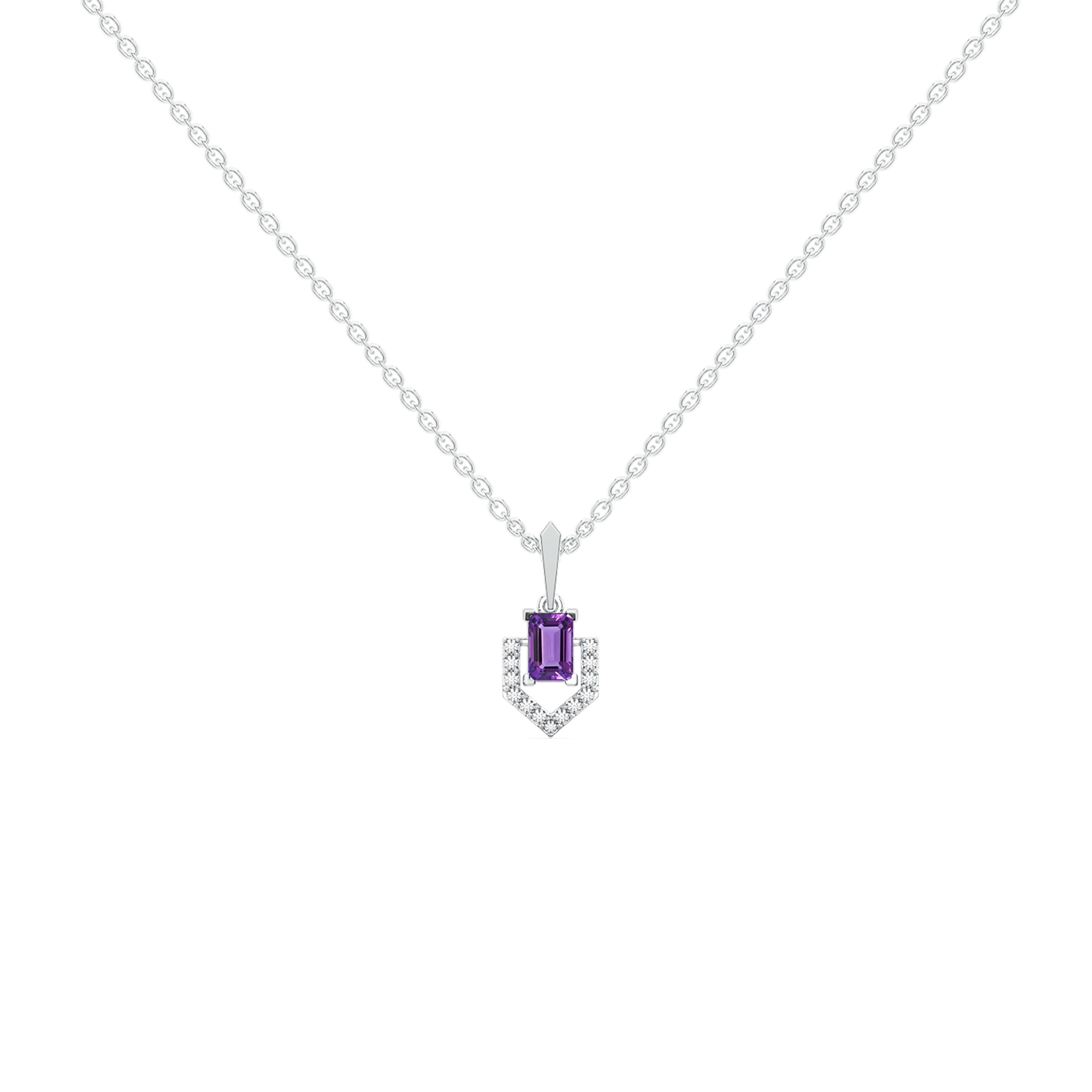 Regal Amethyst - Lab Diamond  Pendant Necklace Main image