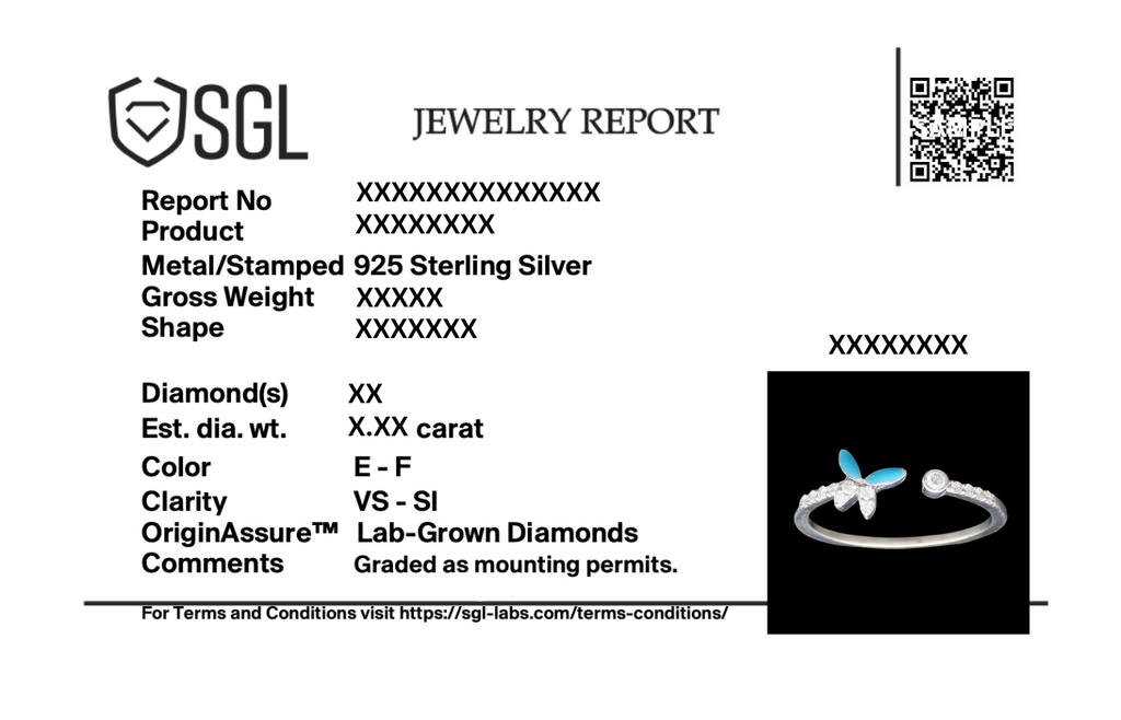 Turquoise Butterfly - Lab Diamond Open Top Ring