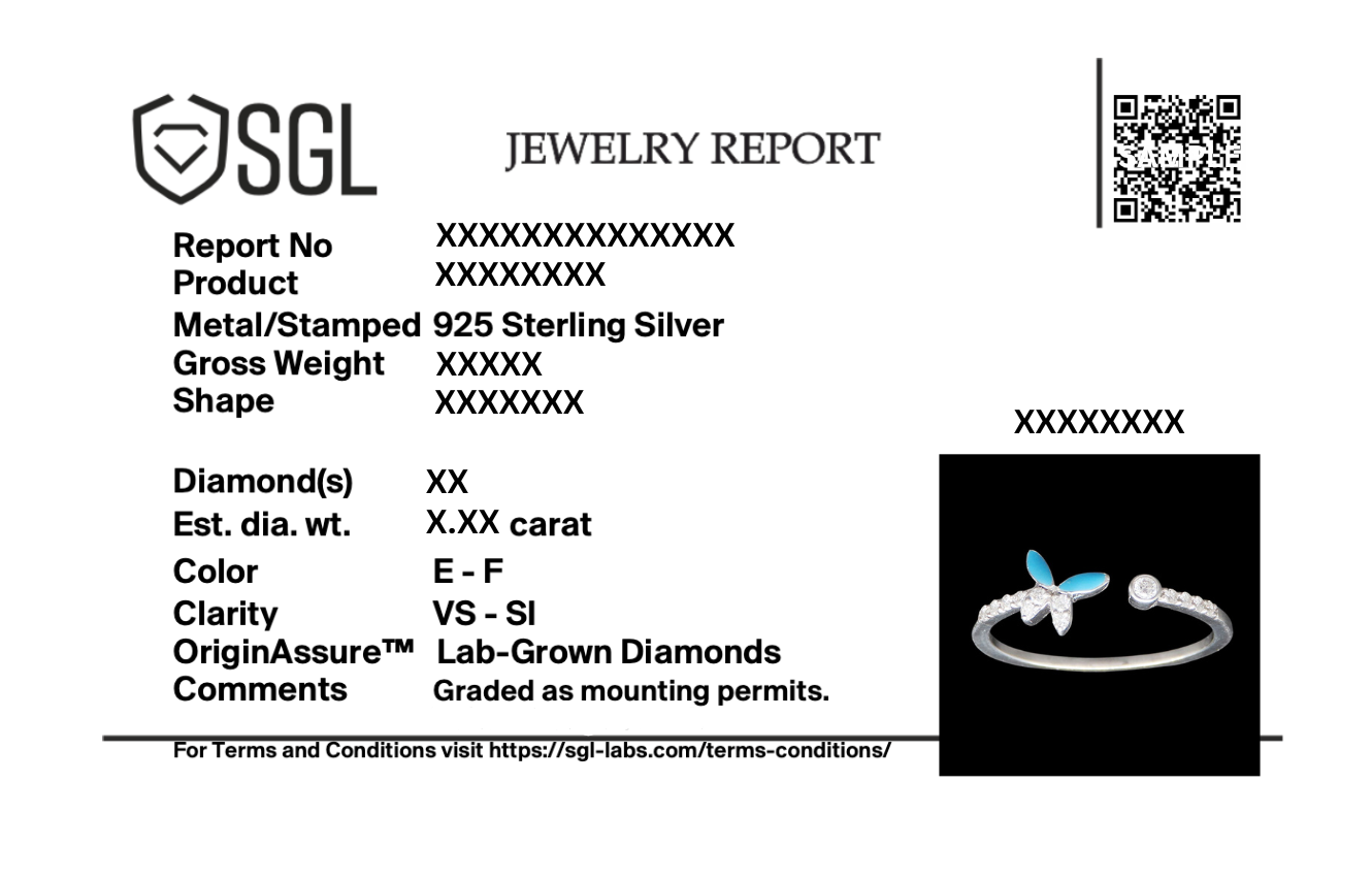 Turquoise Butterfly - Lab Diamond Open Top Ring