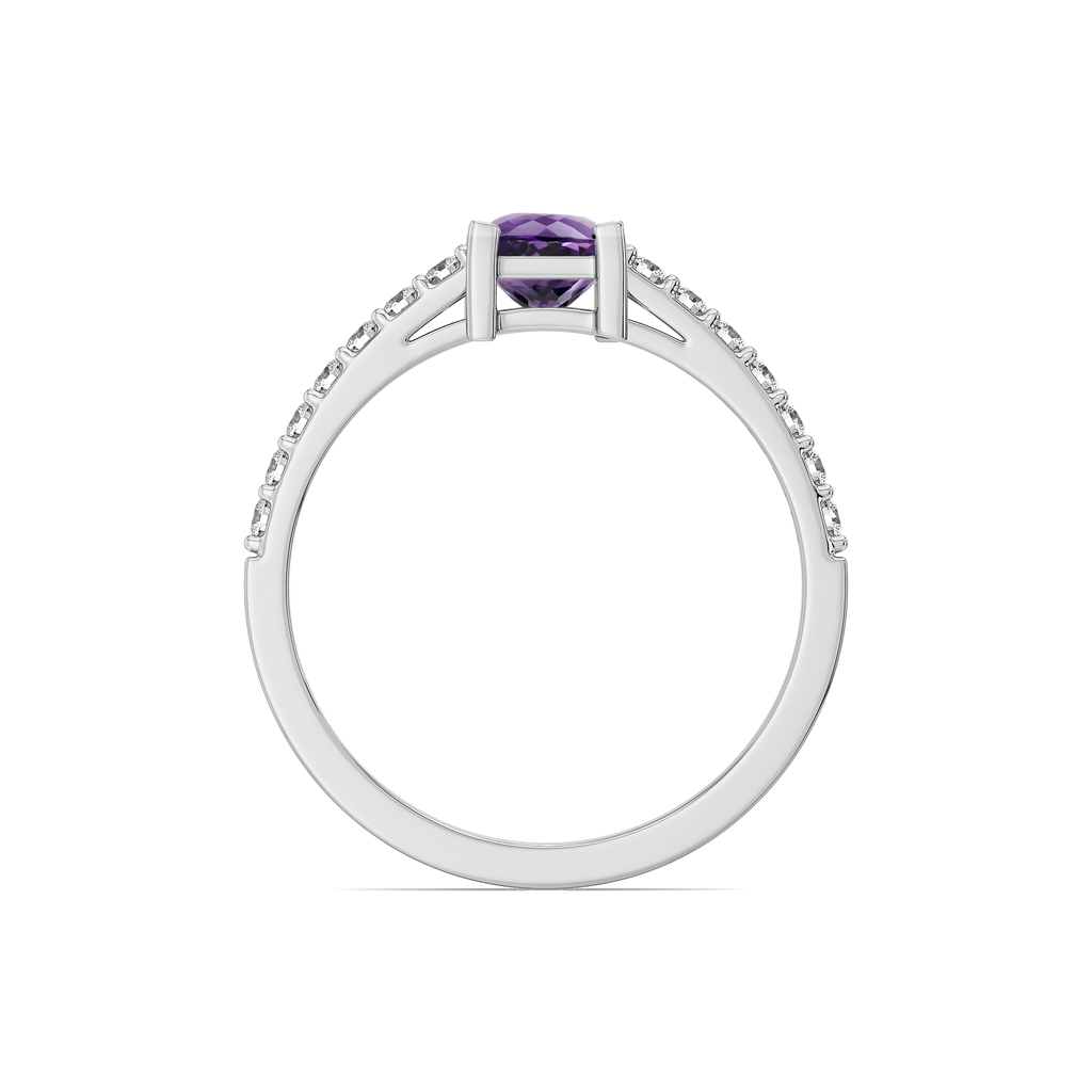 Regal Amethyst - Lab Diamond Square Ring