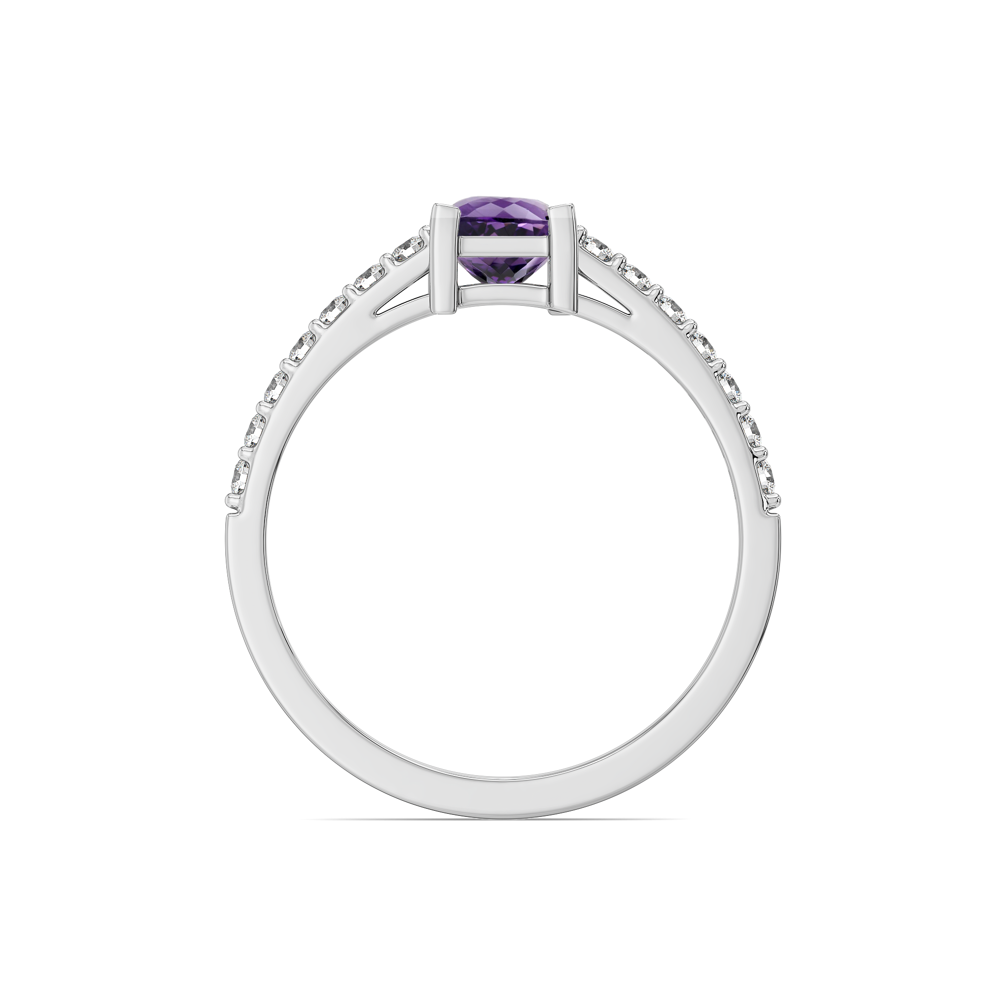 Regal Amethyst - Lab Diamond Square Ring