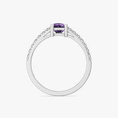 Regal Amethyst - Lab Diamond Square Ring