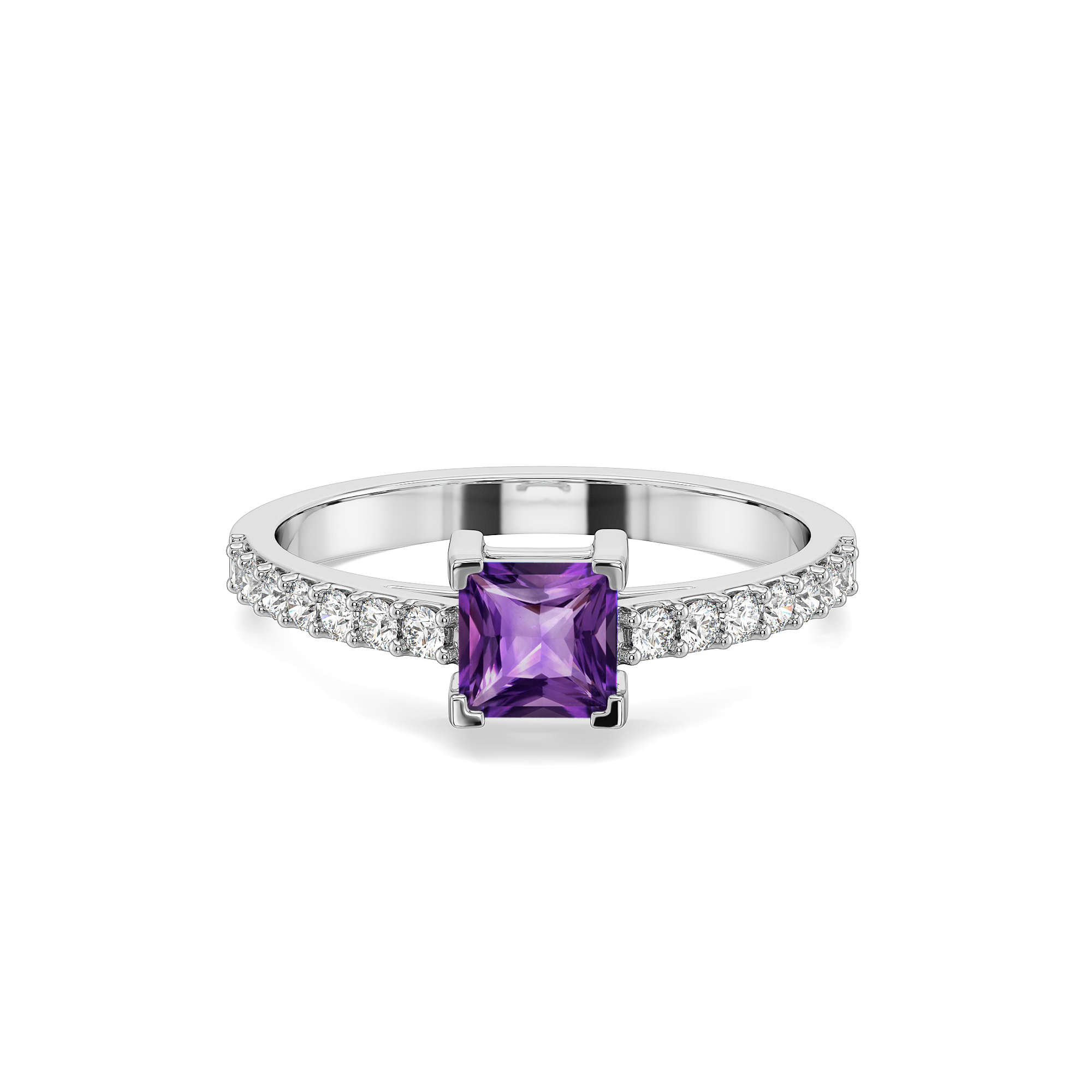 Regal Amethyst - Lab Diamond Square Ring