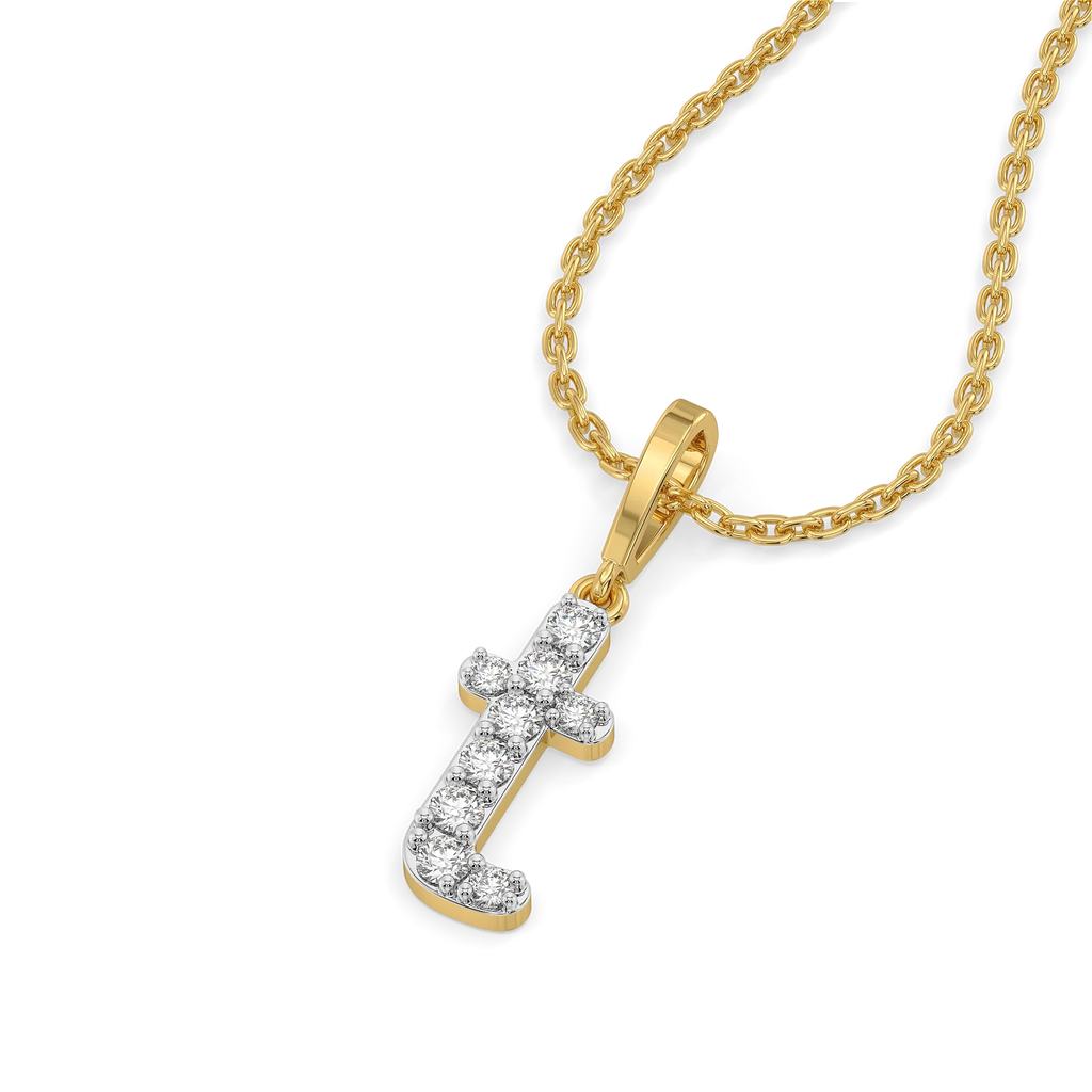 Tiny Treasure T - Lab Diamond Alphabet Pendant