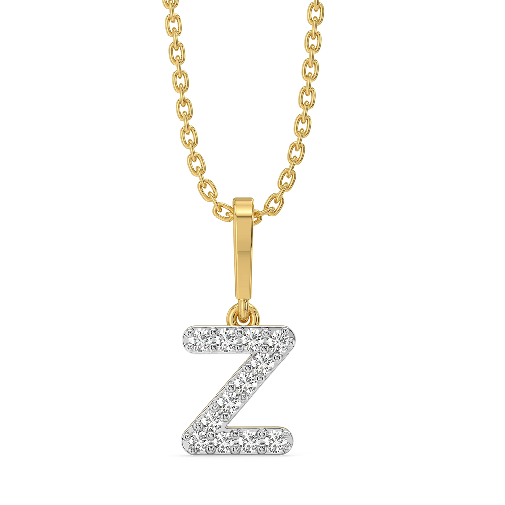 Zig-Zag Z - Lab Diamond Alphabet Pendant