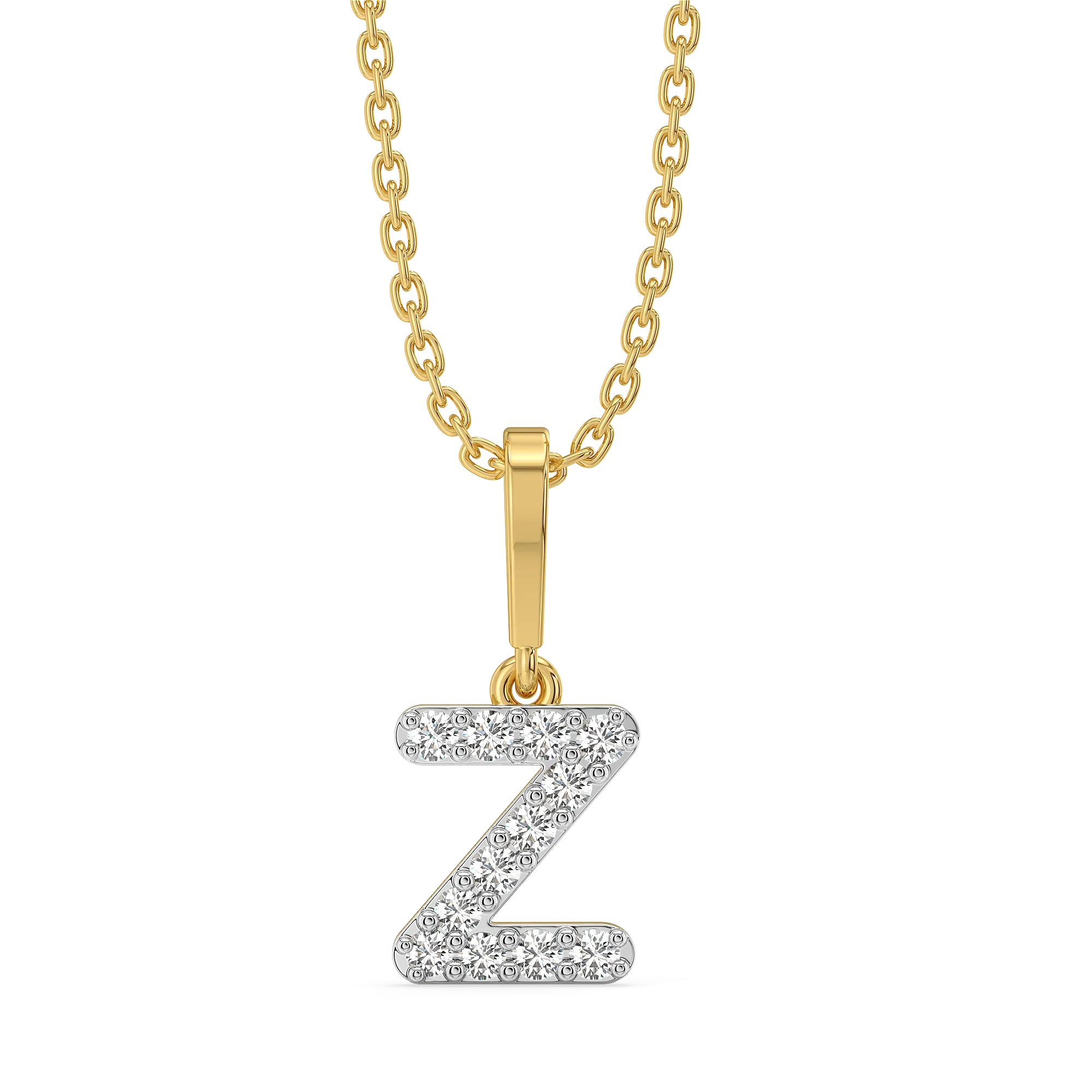 Zig-Zag Z - Lab Diamond Alphabet Pendant