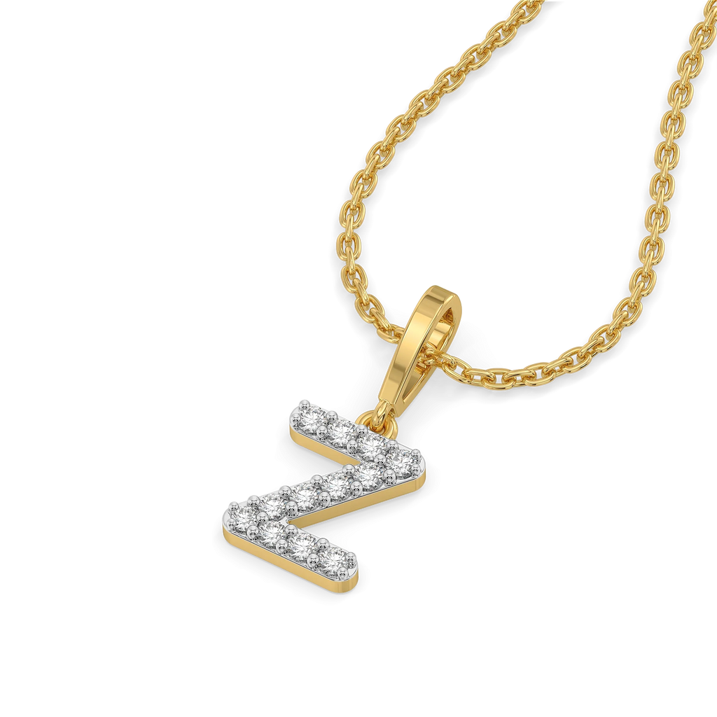 Zig-Zag Z - Lab Diamond Alphabet Pendant