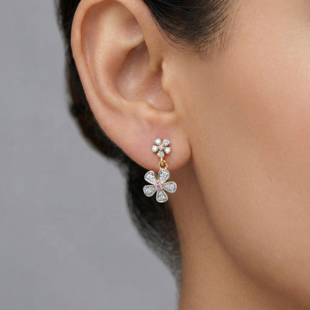 Rosy Garden - Lab Diamond Drop Earrings