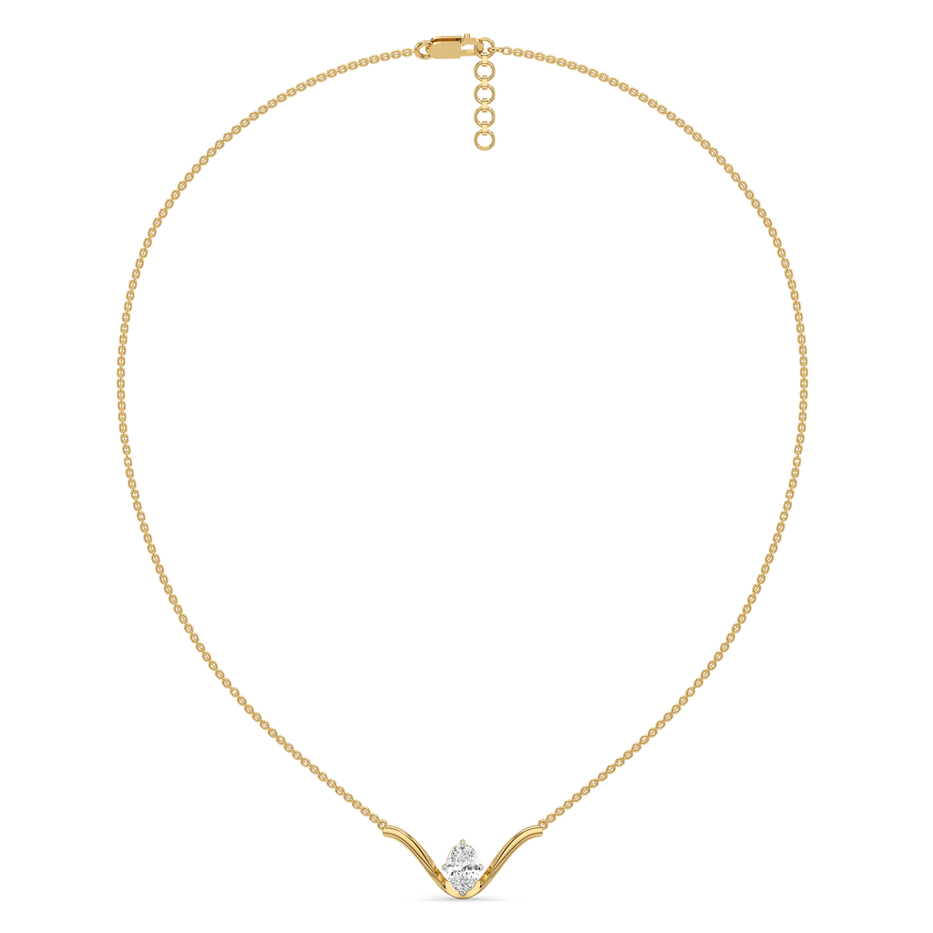 Elegant Oval - Pure Gold Lab Diamond Necklace