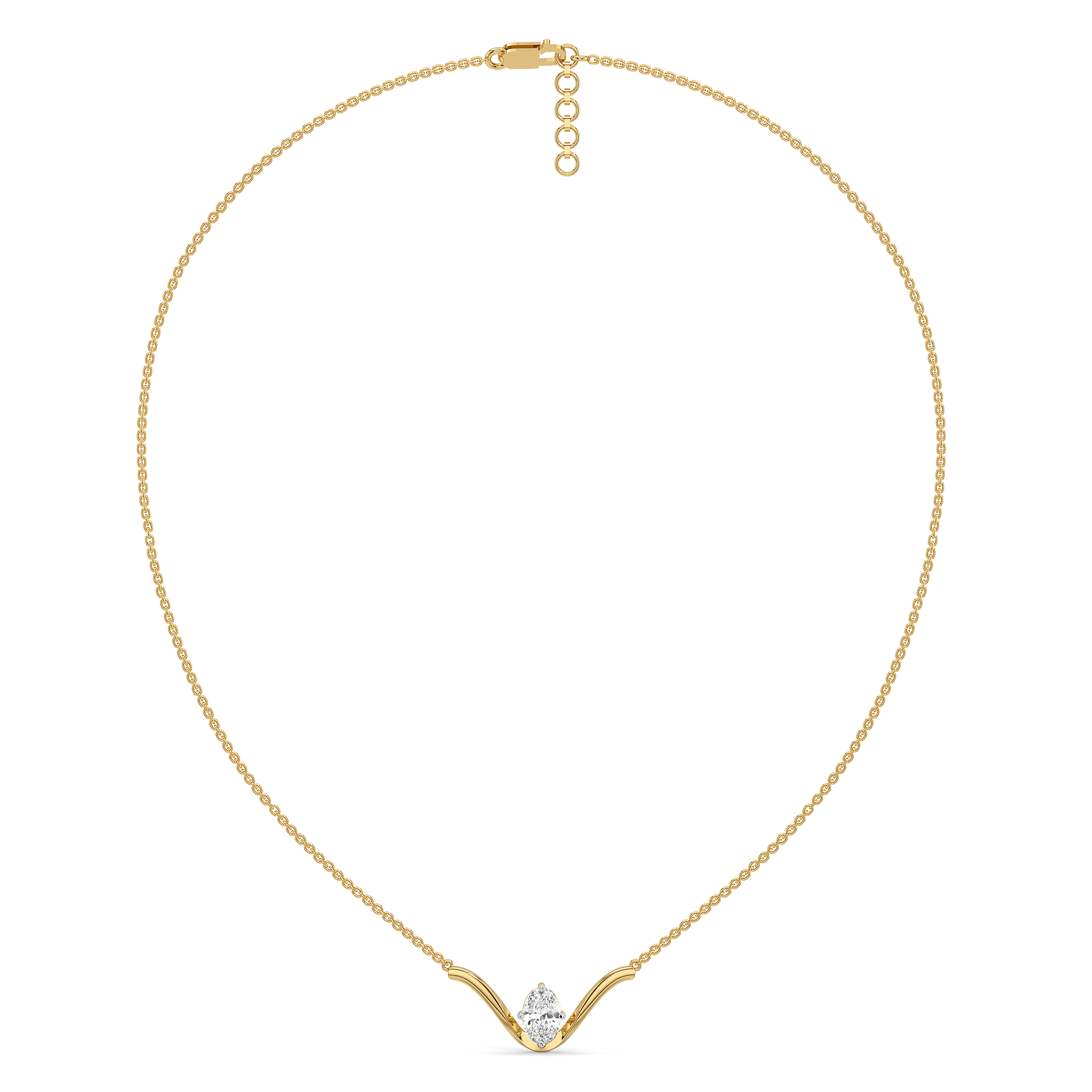 Elegant Oval - Pure Gold Lab Diamond Necklace