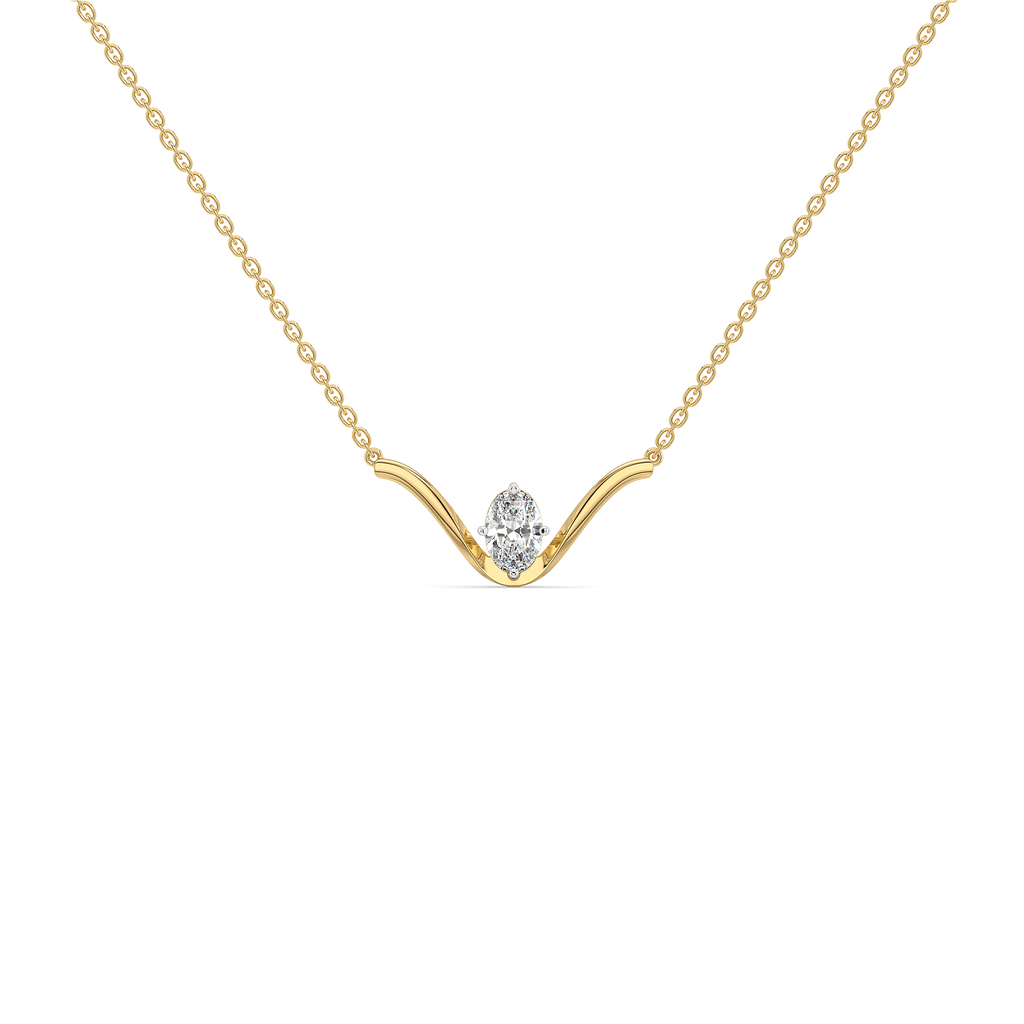 Elegant Oval - Pure Gold Lab Diamond Necklace
