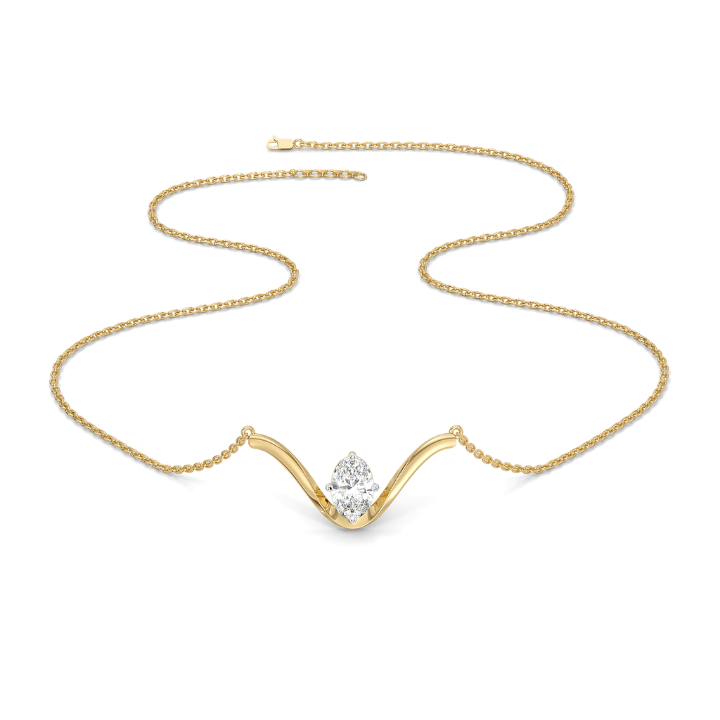 Elegant Oval - Pure Gold Lab Diamond Necklace
