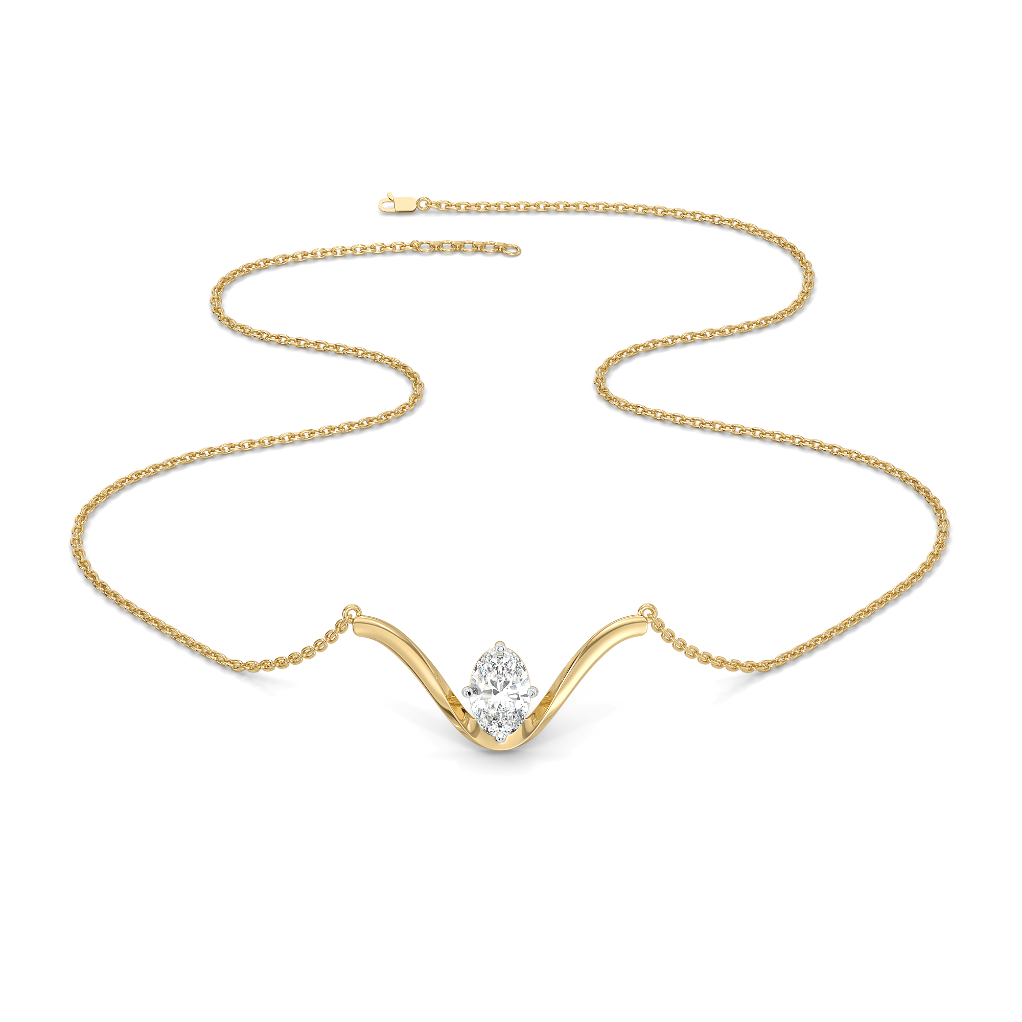 Elegant Oval - Pure Gold Lab Diamond Necklace