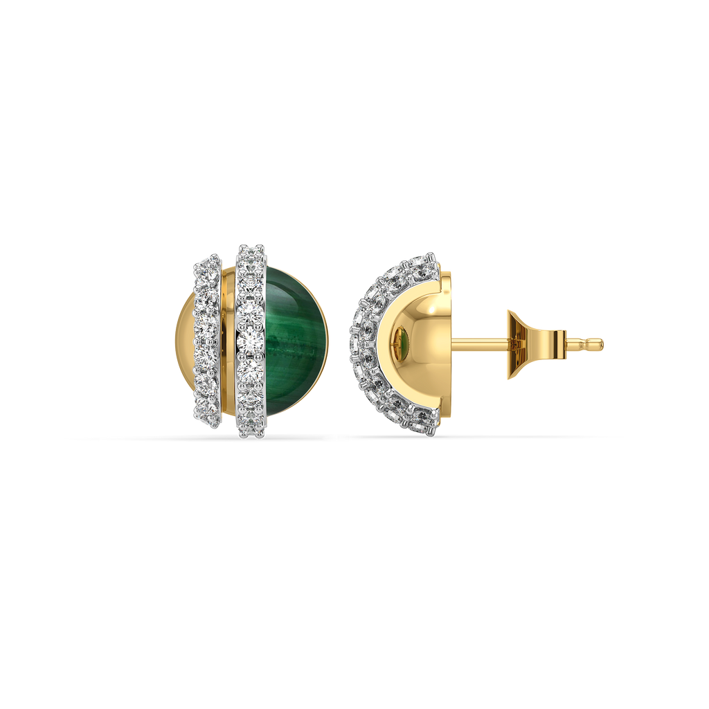 Malachite Muse - Lab Diamond Stud Earrings