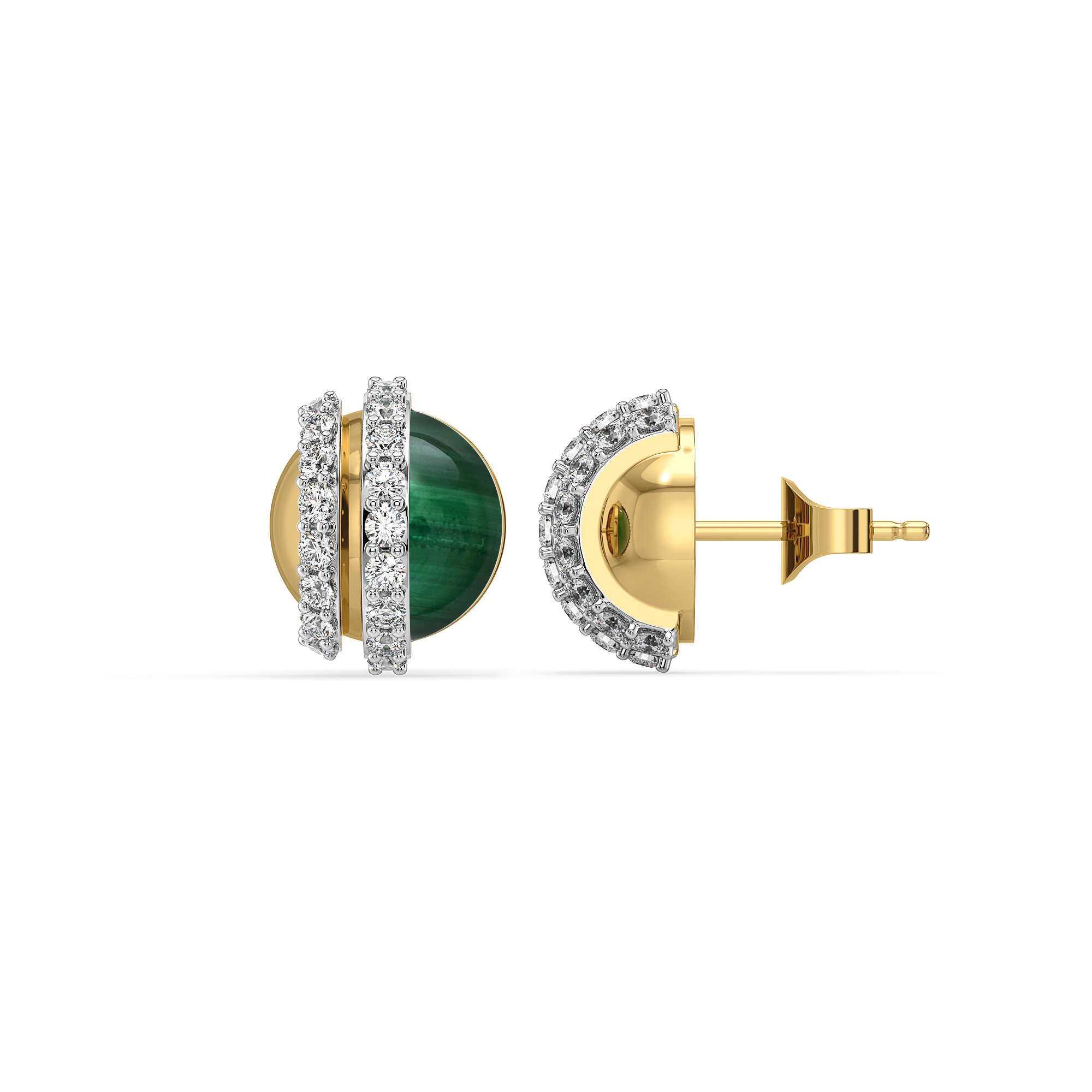 Malachite Muse - Lab Diamond Stud Earrings