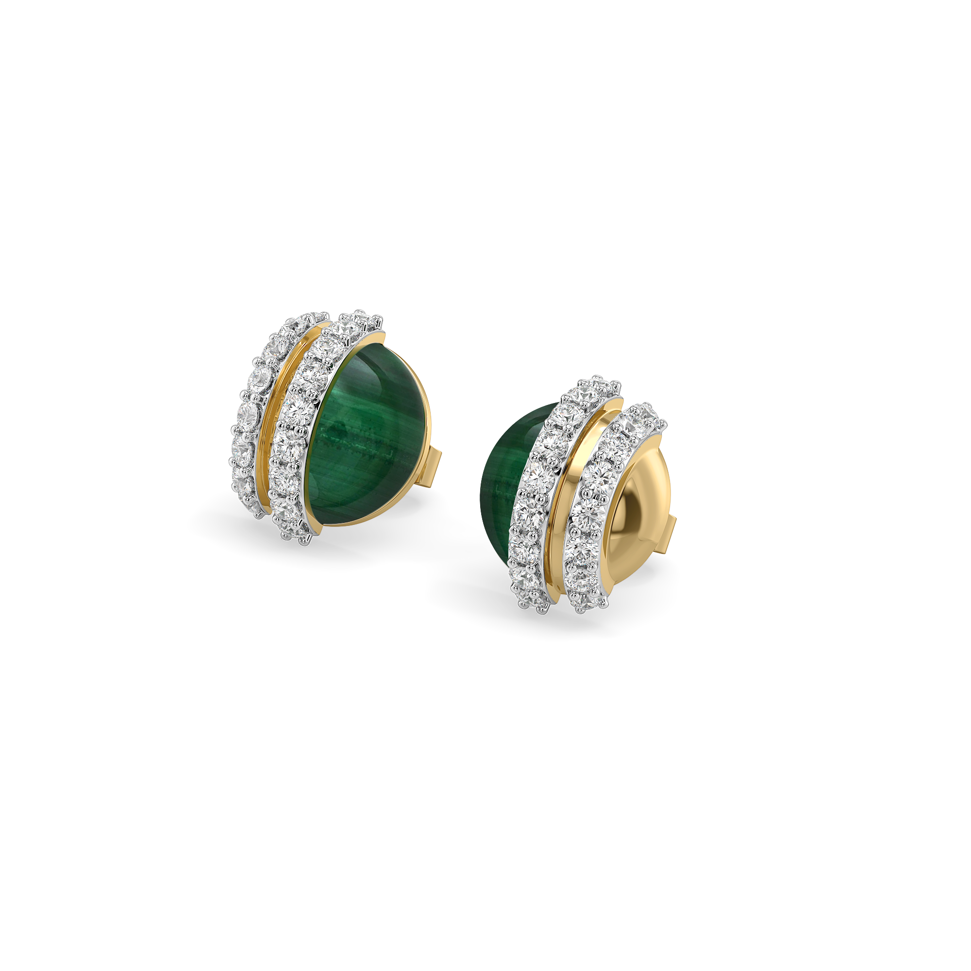 Malachite Muse - Lab Diamond Stud Earrings Secondary image