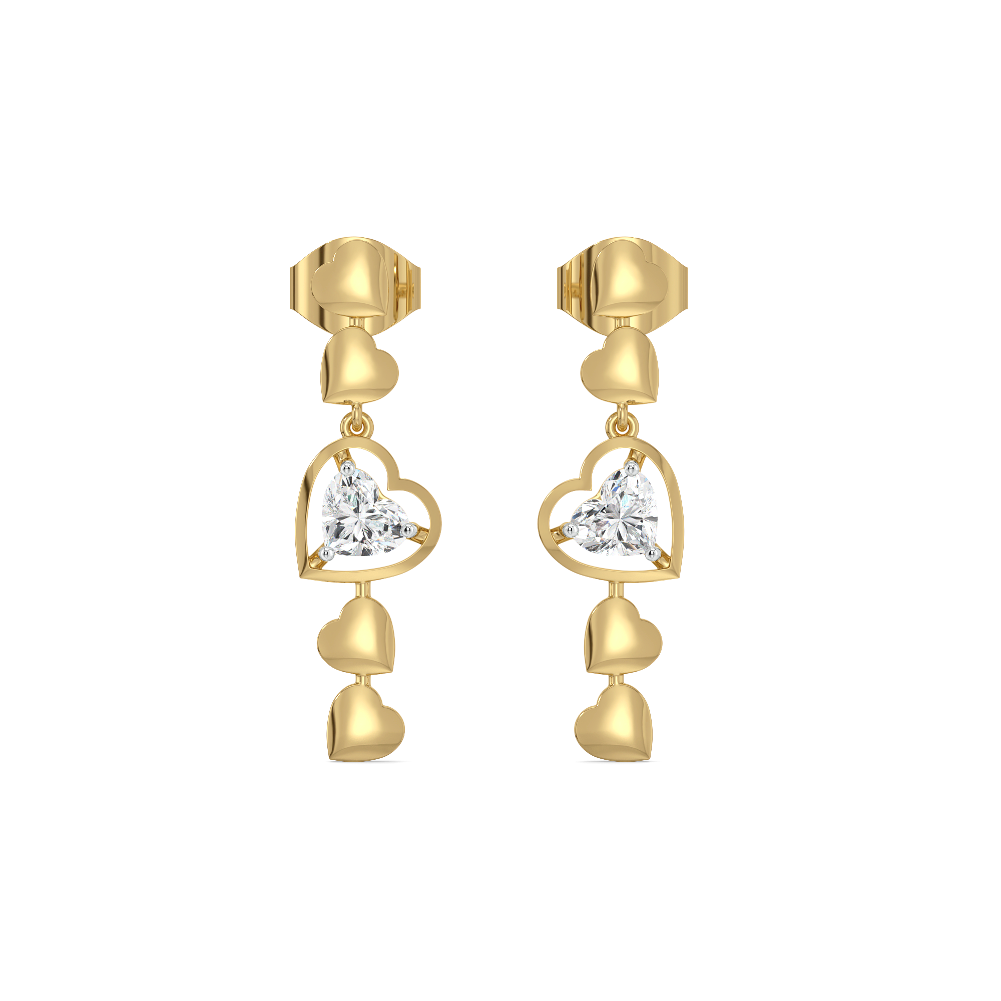 Dangling Hearts - Lab Diamond Drop Earrings Main image