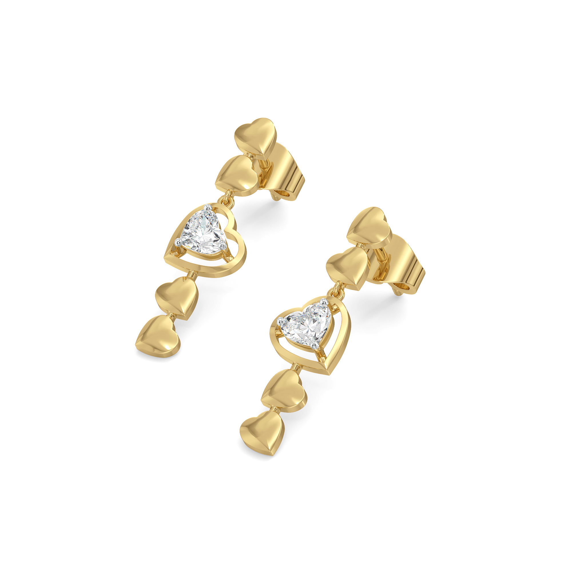 Dangling Hearts - Lab Diamond Drop Earrings Secondary image