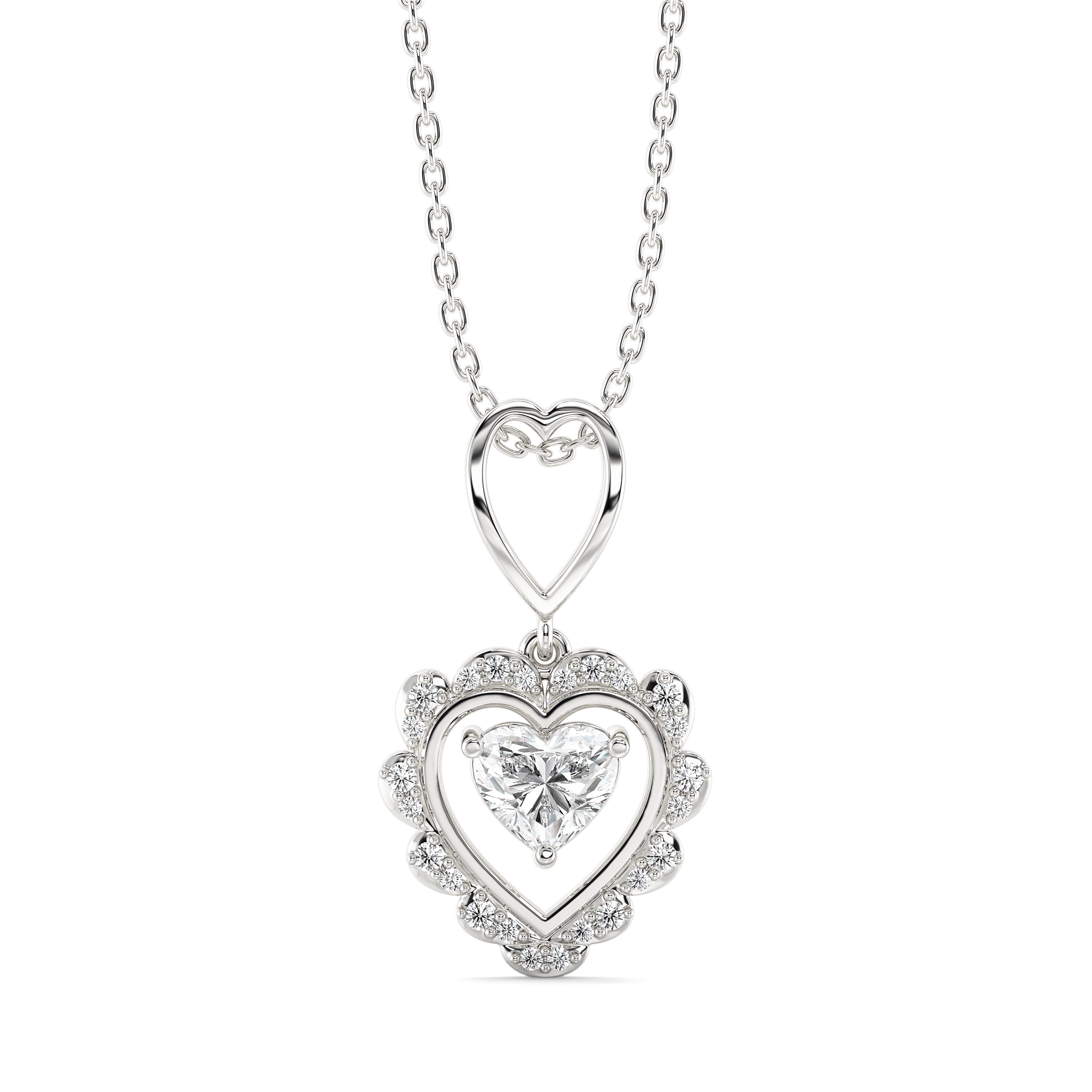 Antique Heart - Lab Diamond Pendant