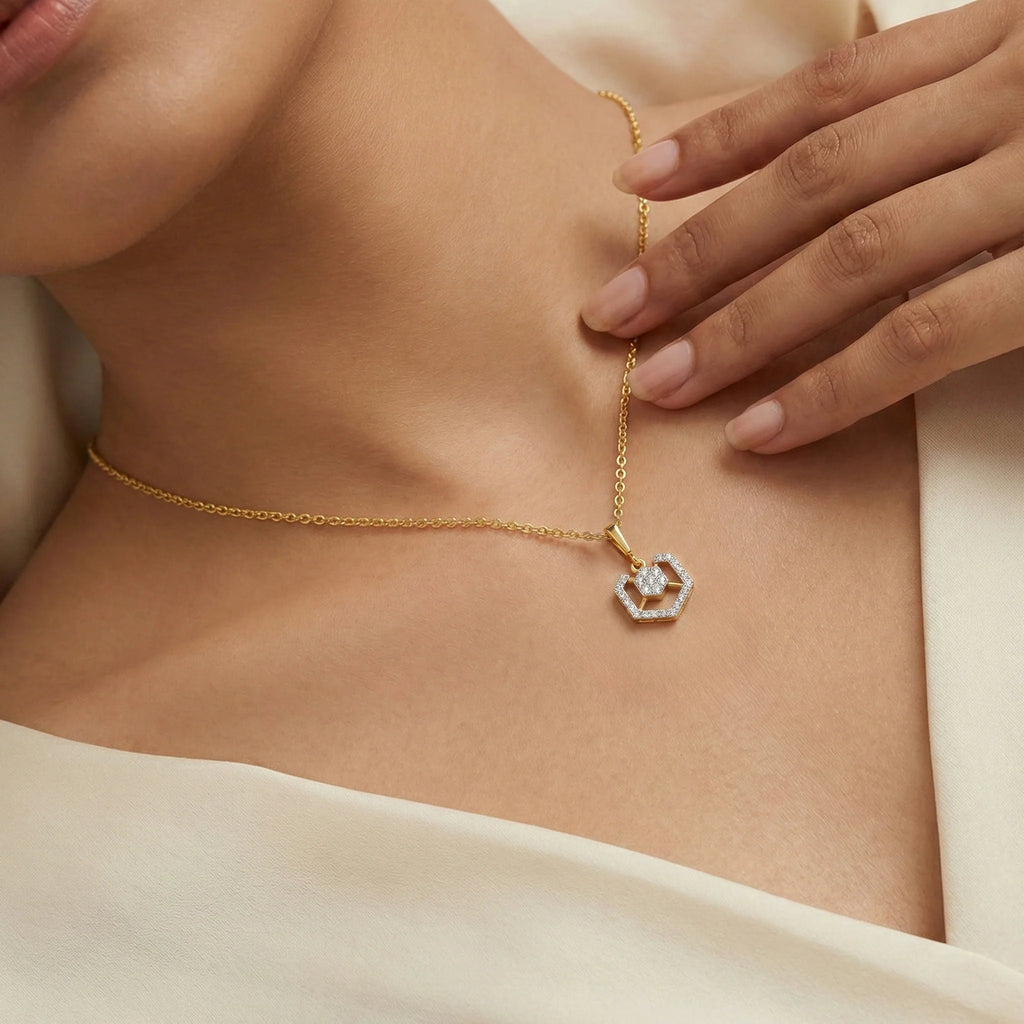 Hexagon Chic - Lab Diamond Pendant